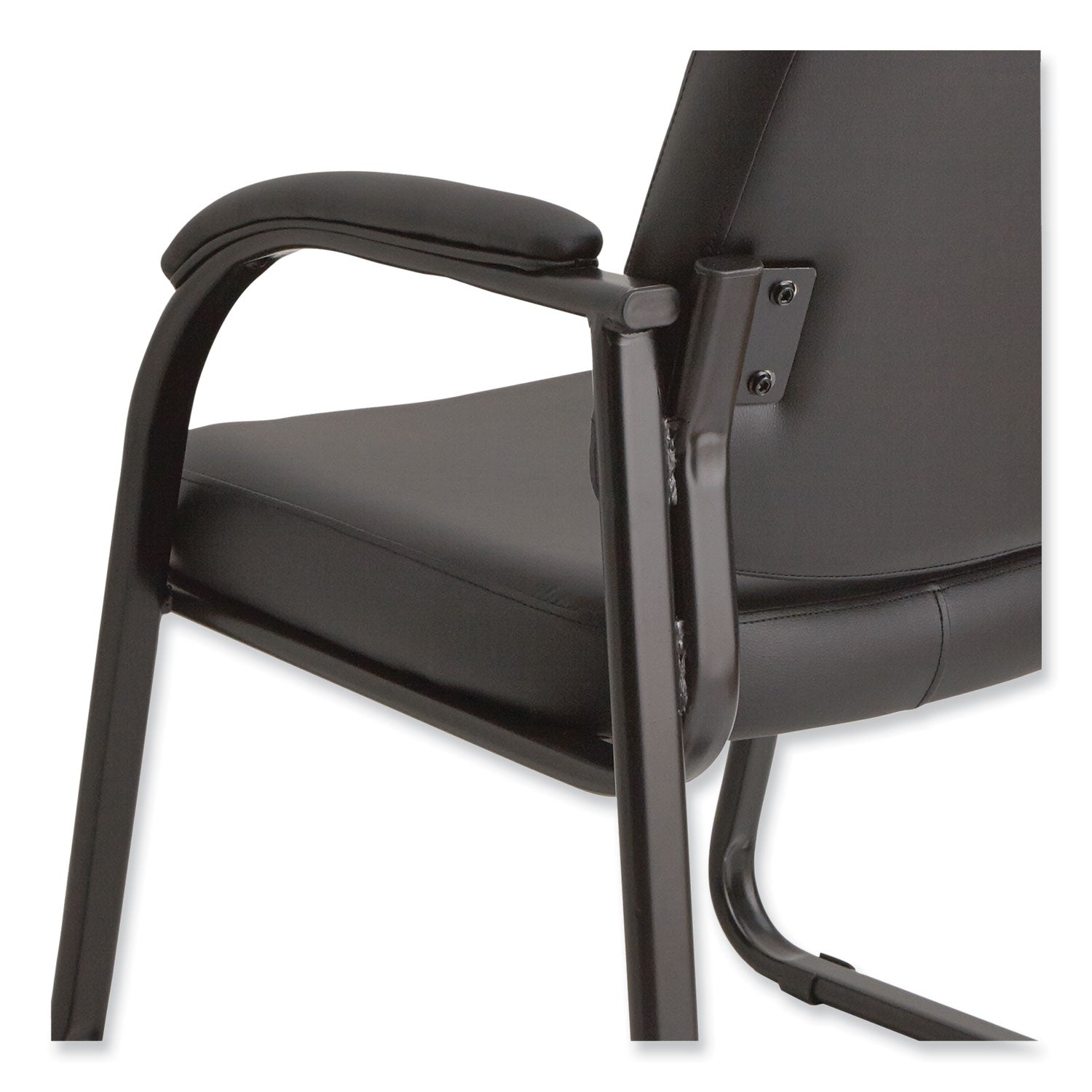 Alera® Alera Genaro Series Faux Leather Half-Back Sled Base Guest Chair, 25" x 24.80" x 33.66", Black Seat, Black Back, Black Base