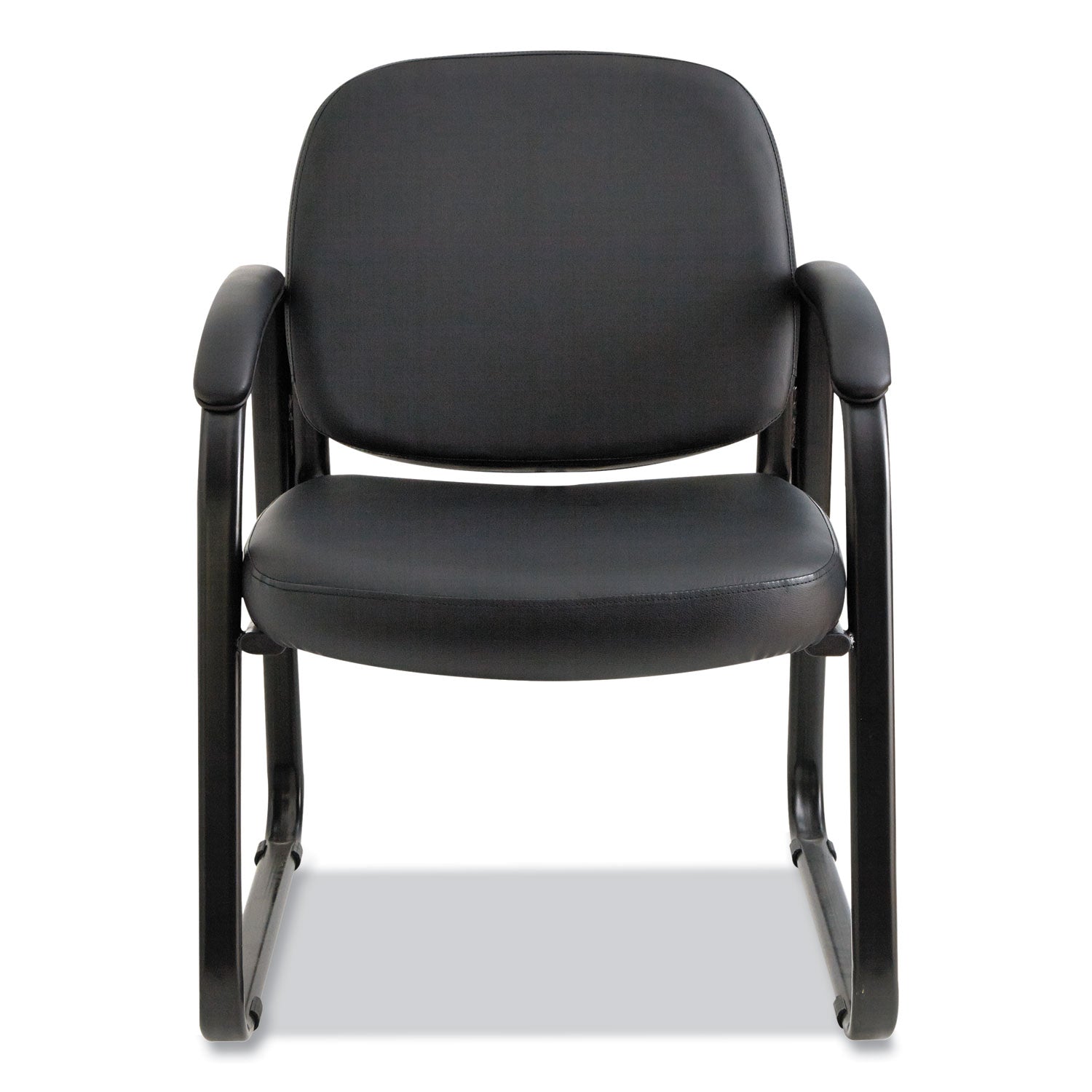 Alera® Alera Genaro Series Faux Leather Half-Back Sled Base Guest Chair, 25" x 24.80" x 33.66", Black Seat, Black Back, Black Base
