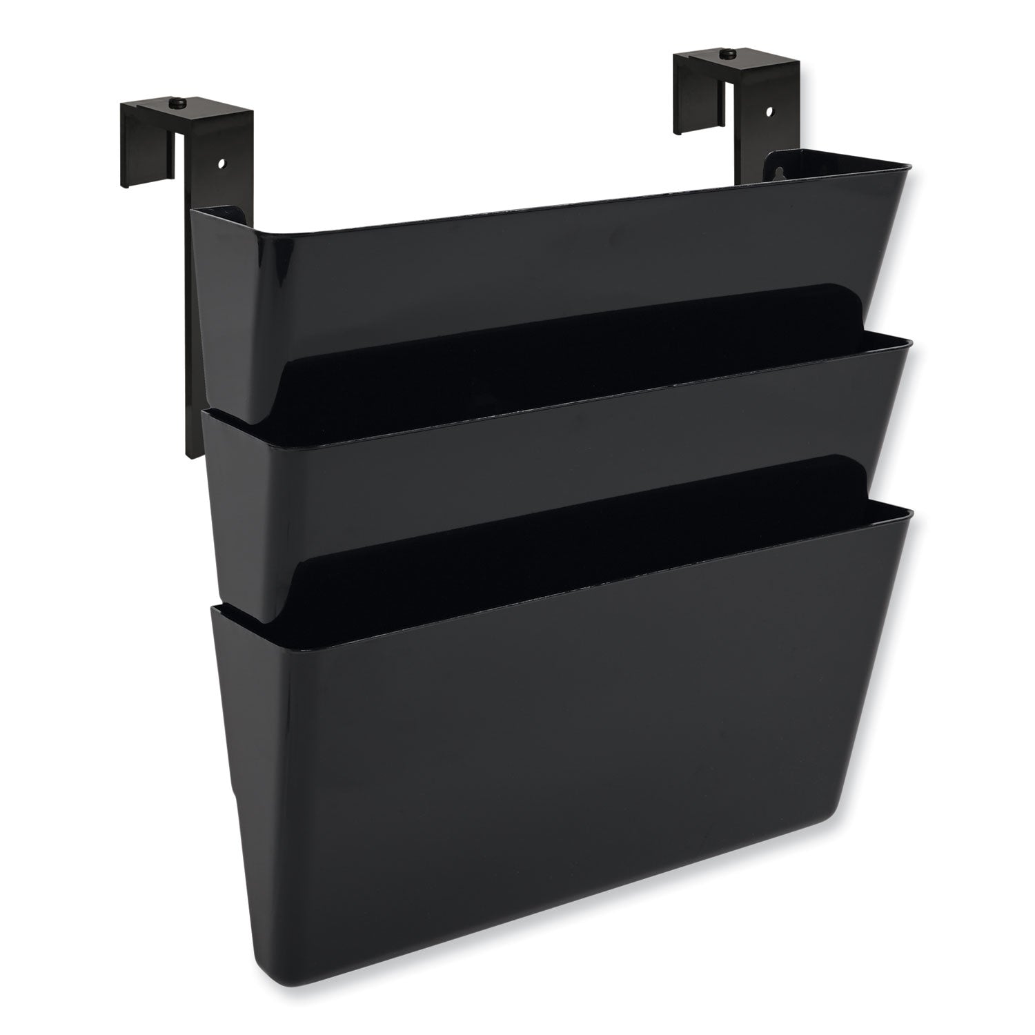 deflecto® DocuPocket Stackable Three-Pocket Partition Wall File, 3 Sections, Letter Size, 13" x 4", Black