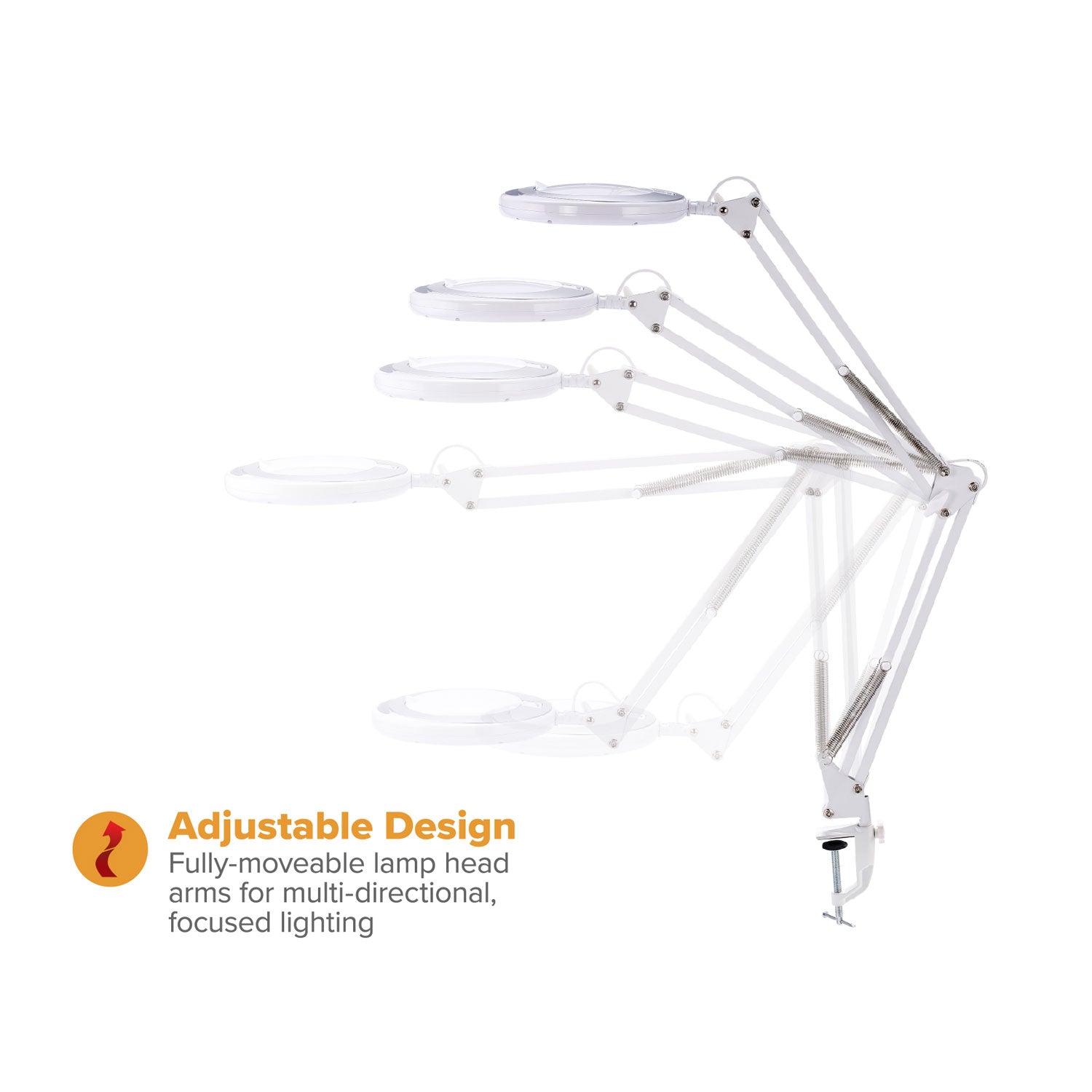 BLACK+DECKER PureOptics LED Magnifying Dimmable Desk Lamp with Clamp Mount, 17"  High, White