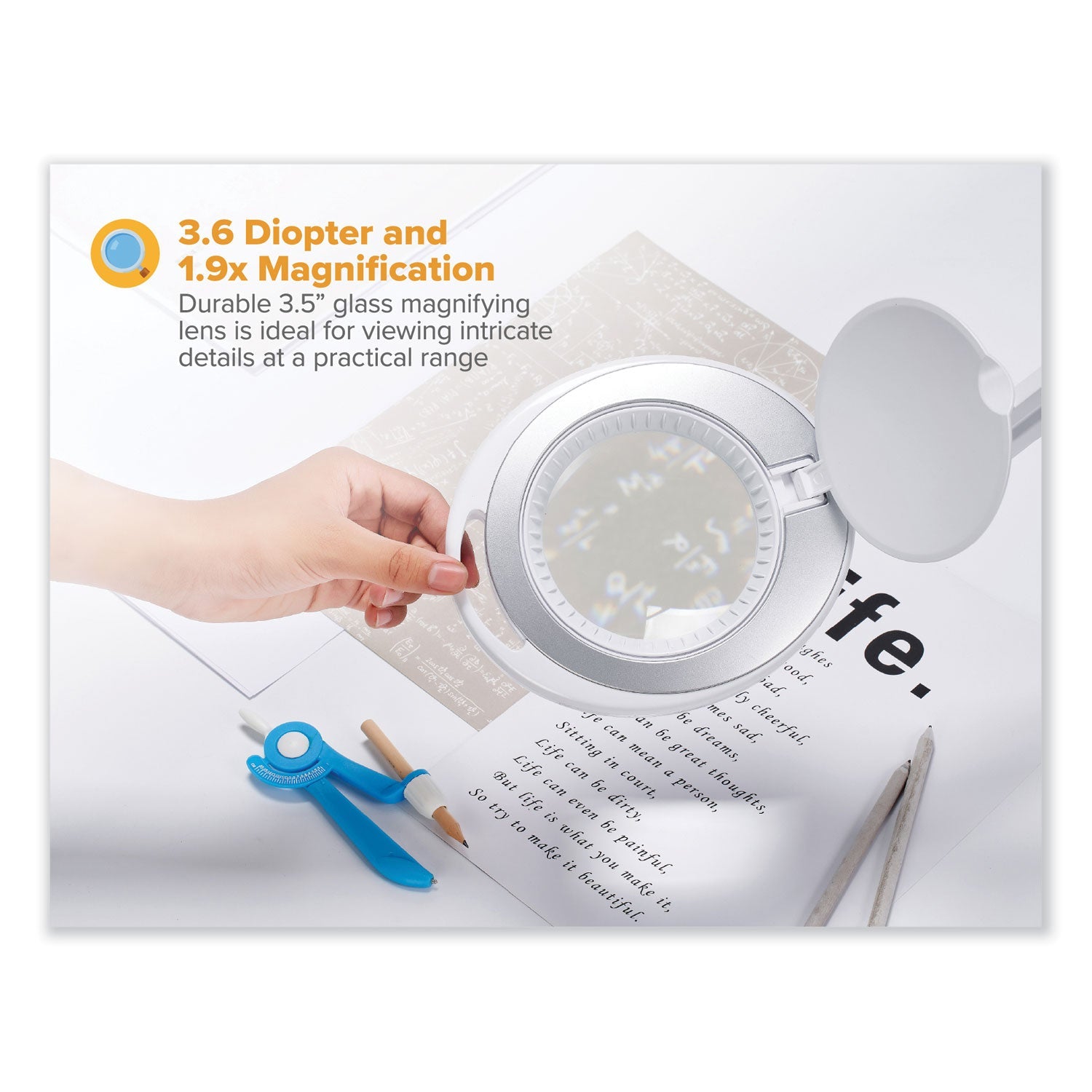 BLACK+DECKER PureOptics LED Magnifying Dimmable Desk Lamp with Clamp Mount, 17"  High, White