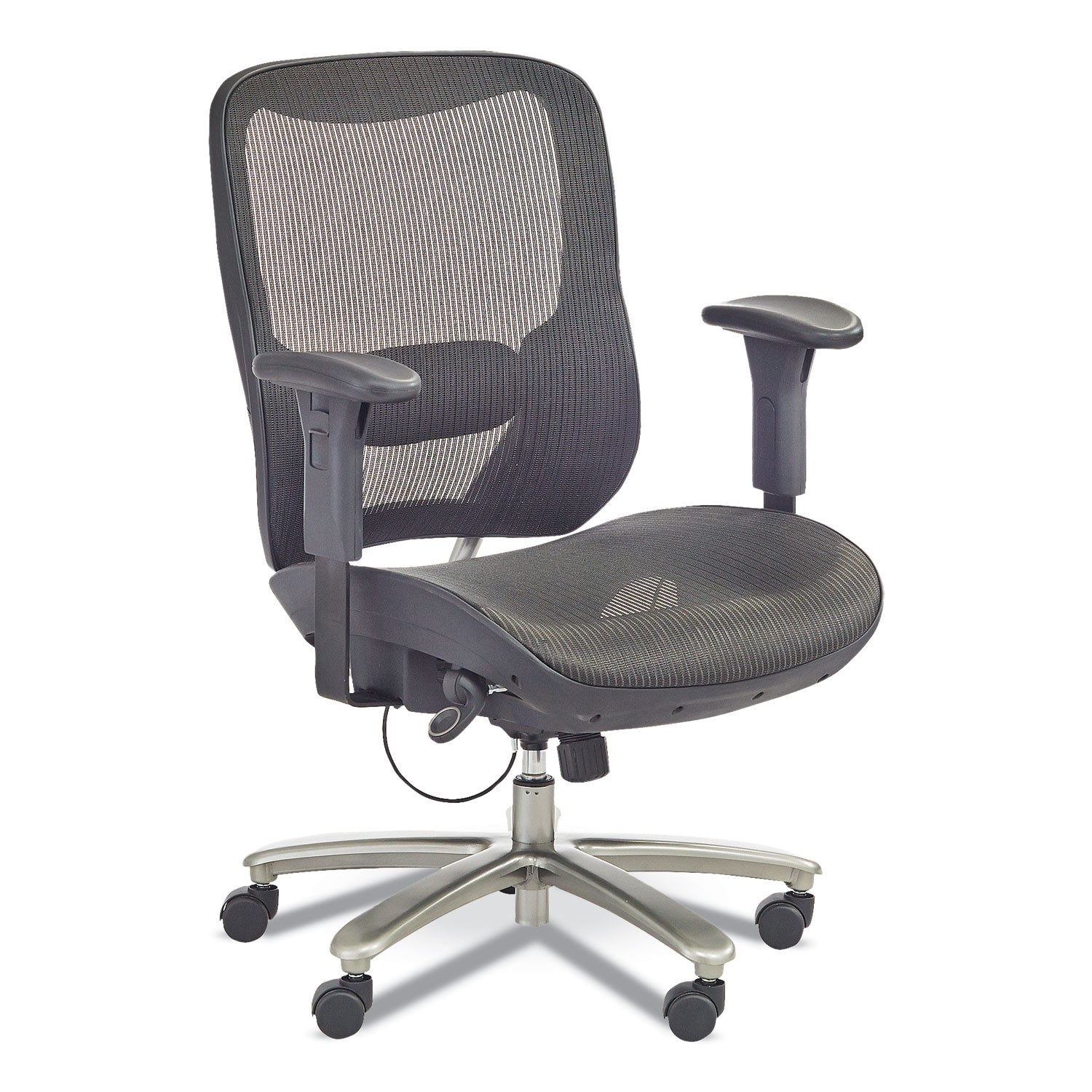 Safco® Lineage Big and Tall All-Mesh Task Chair, Supports Up to 400 lb, 19.5" to 23.25" Seat Height, Black Seat, Chrome Base