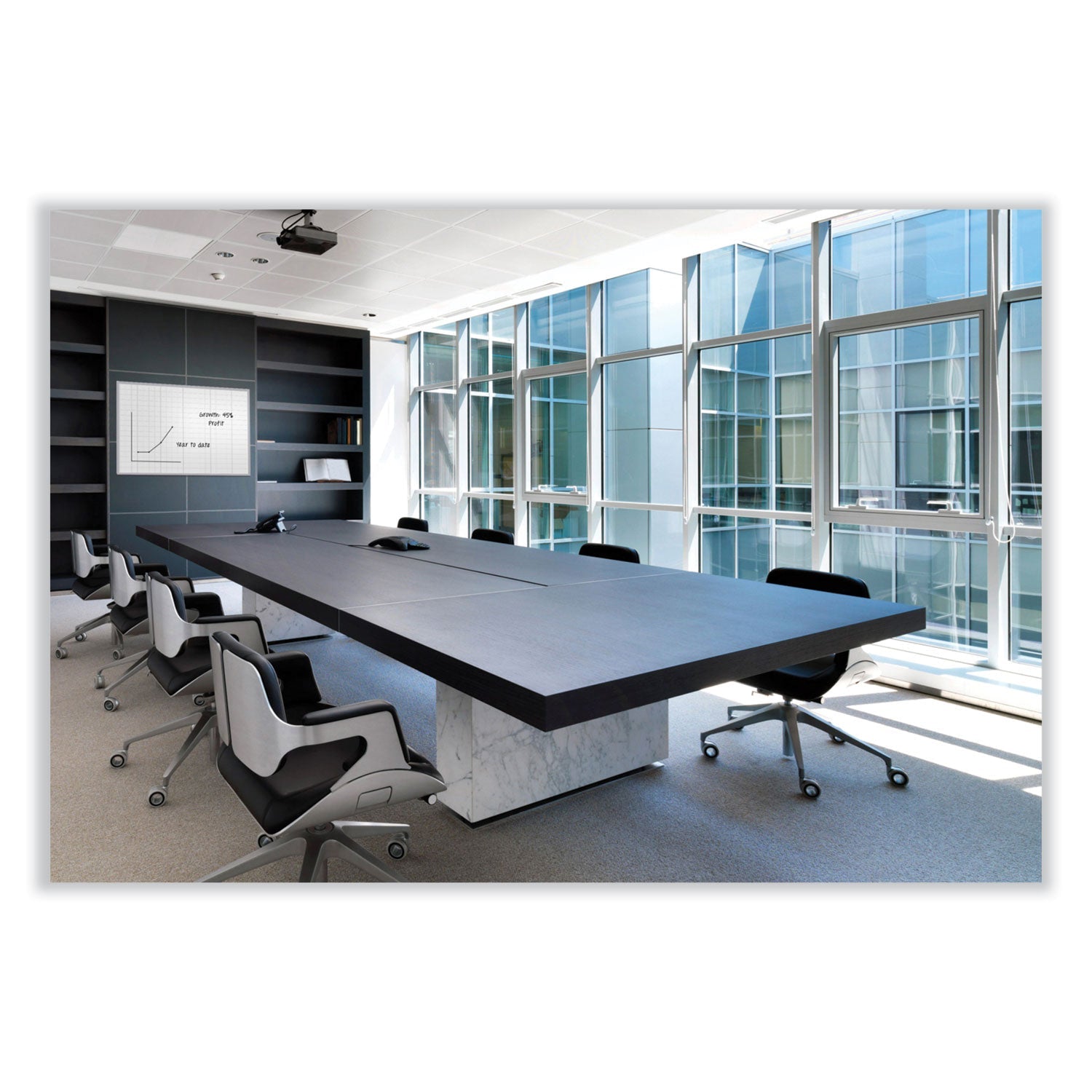 Ghent Magnetic Porcelain Whiteboard with Aluminum Frame, 36.5" x 60.5", White Surface, Satin Aluminum Frame