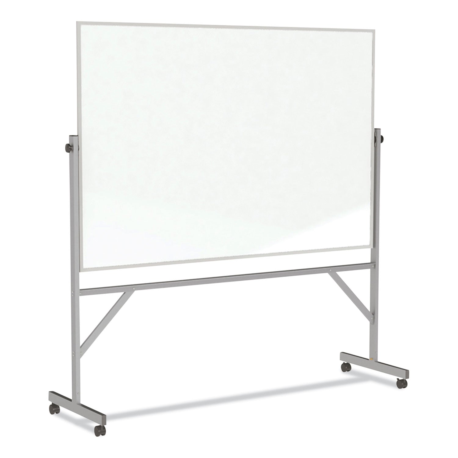 Ghent Reversible Magnetic Porcelain Whiteboard with Aluminum Frame, 101.25" x 78.25", White Surface, Satin Aluminum Frame