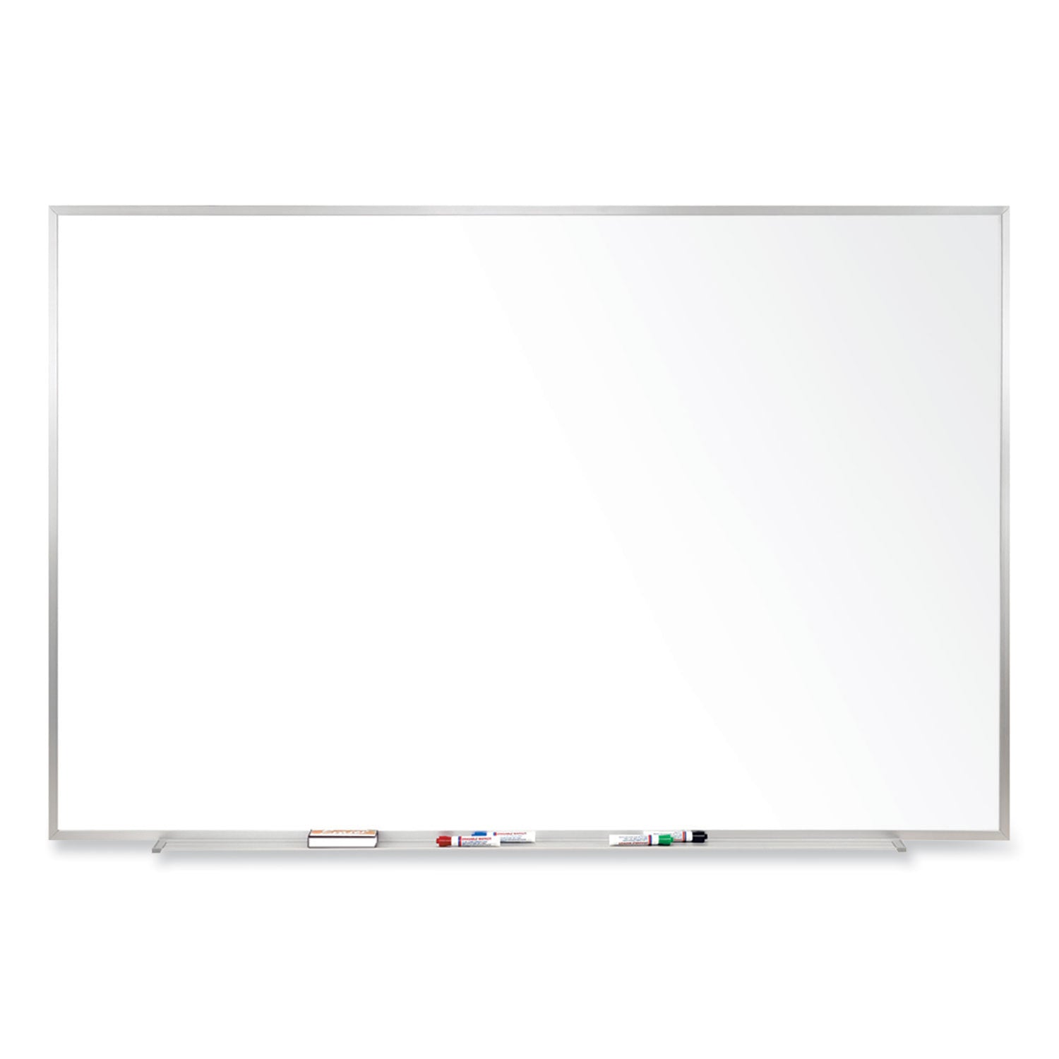 Ghent Magnetic Porcelain Whiteboard with Aluminum Frame, 72.5" x 48.5", White Surface, Satin Aluminum Frame