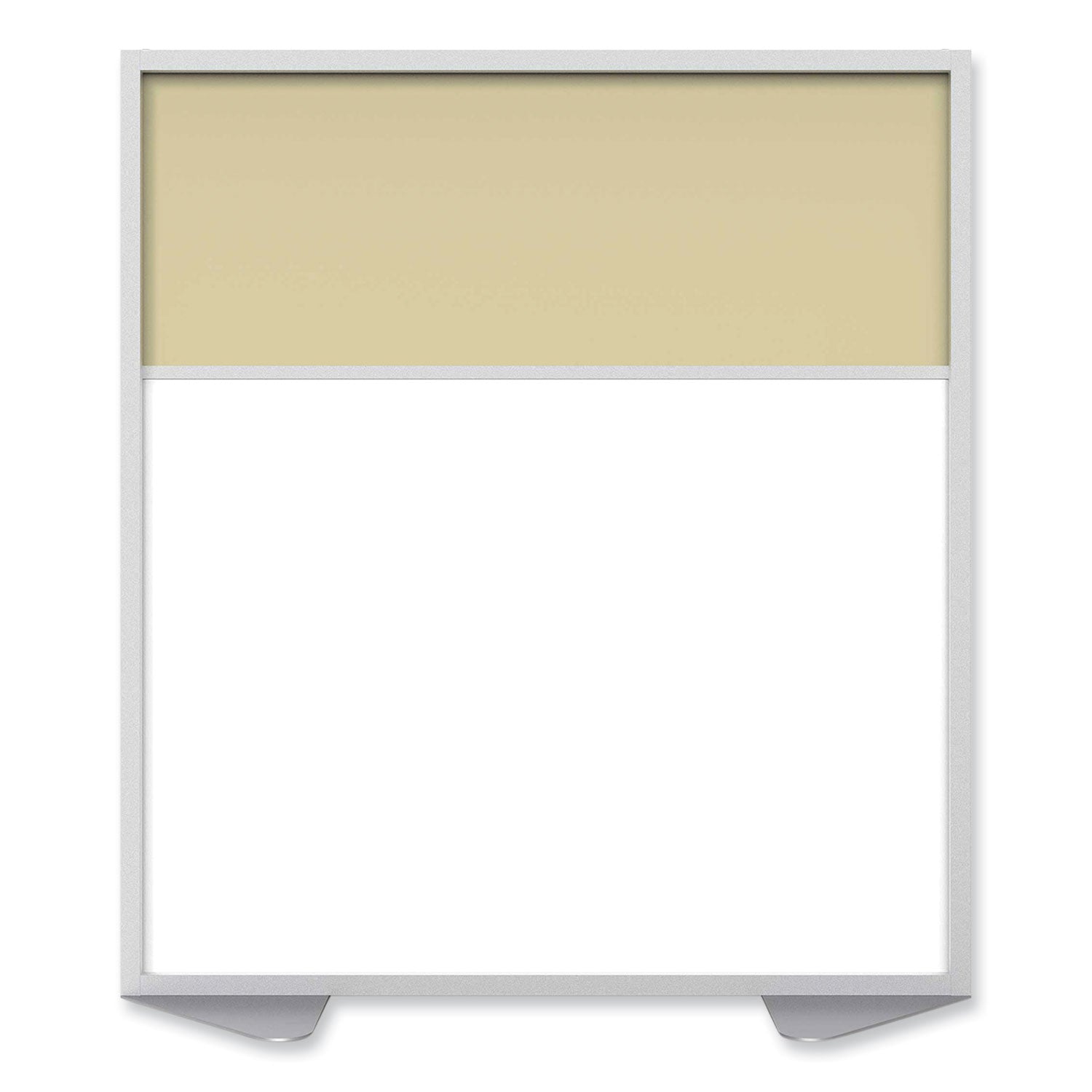 Ghent Floor Partition with Aluminum Frame and 2 Split Panel Infill, 48.06 x 2.04 x 53.86, White/Carmel
