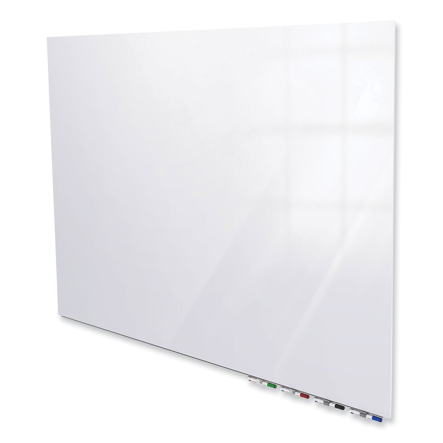 Ghent Aria Low-Profile Frameless Magnetic Glassboard, 72" x 48", White Surface