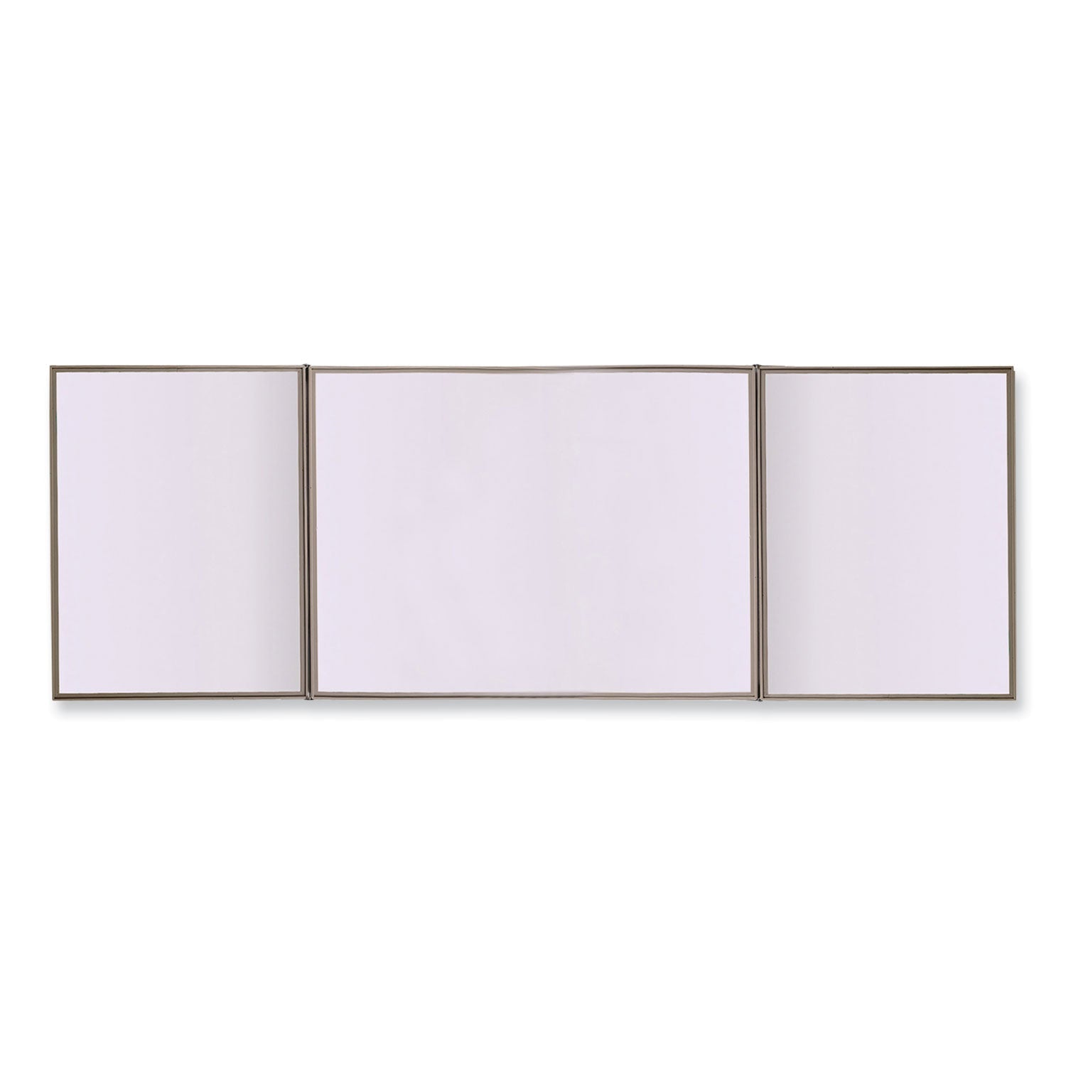 Ghent VisuALL PC Whiteboard Cabinet with Fabric Bulletin Board Exterior Doors, 36" x 24", Gray/White Surface, Satin Aluminum Frame