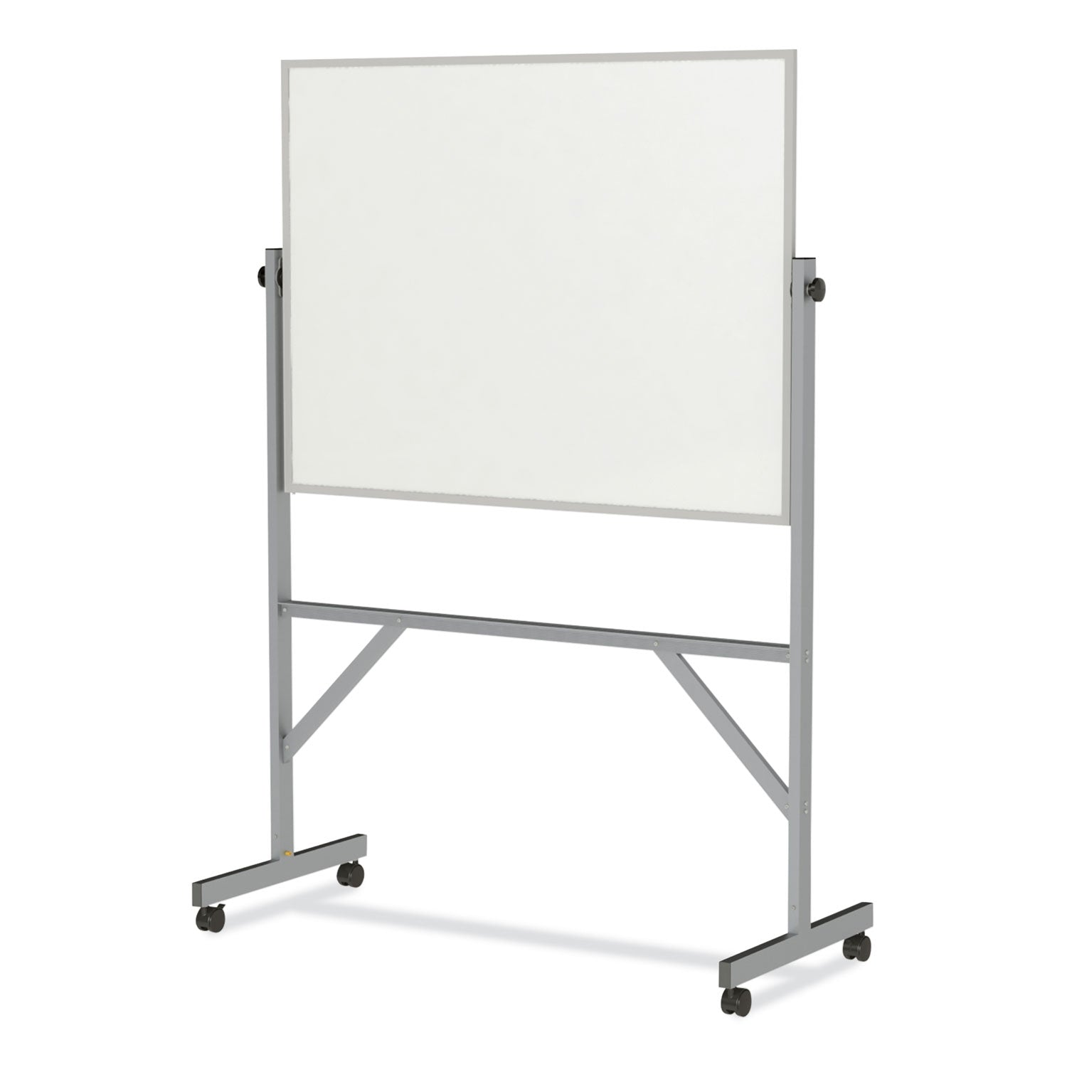 Ghent Reversible Magnetic Porcelain Whiteboard with Aluminum Frame, 53.25" x 72.25", White Surface, Satin Aluminum Frame