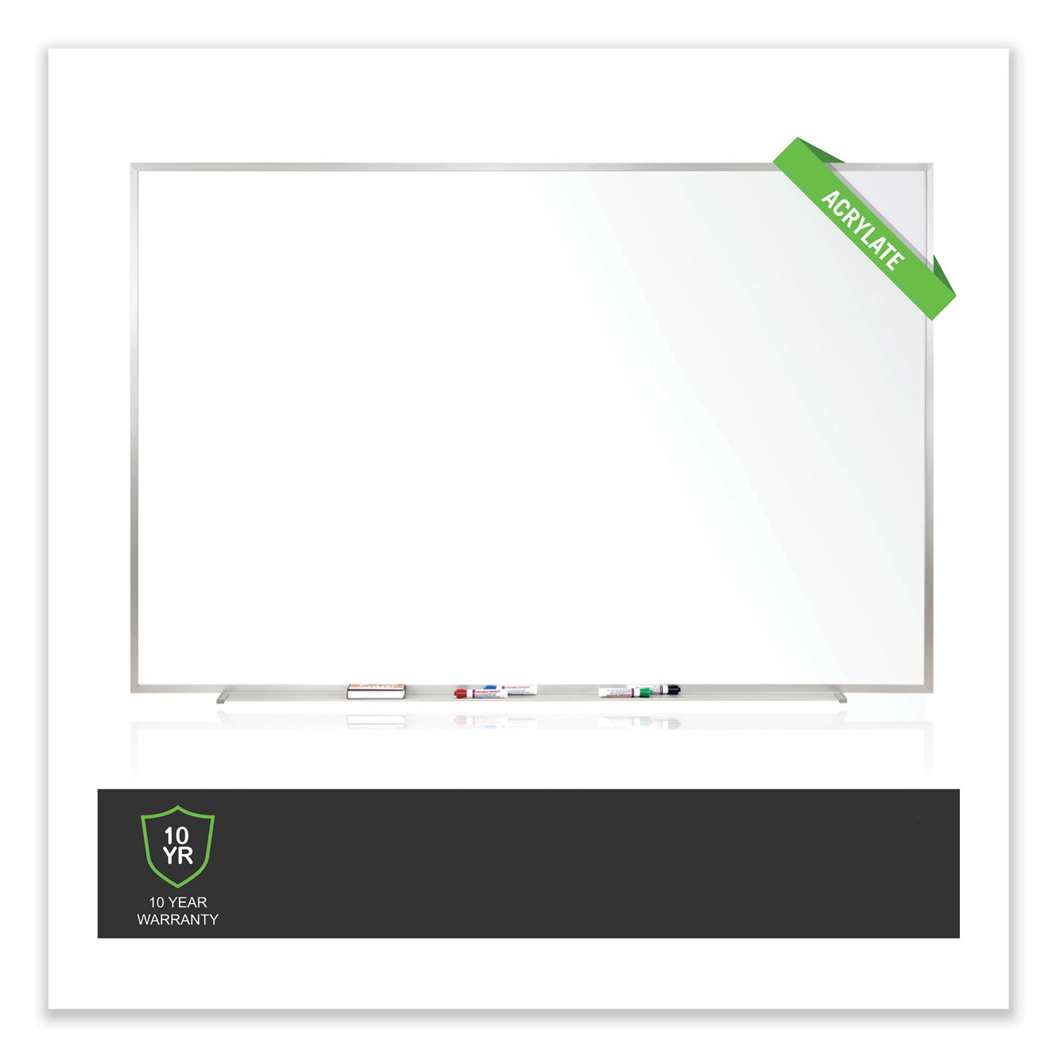 Ghent Non-Magnetic Whiteboard with Aluminum Frame, 48.63" x 48.47", White Surface, Satin Aluminum Frame