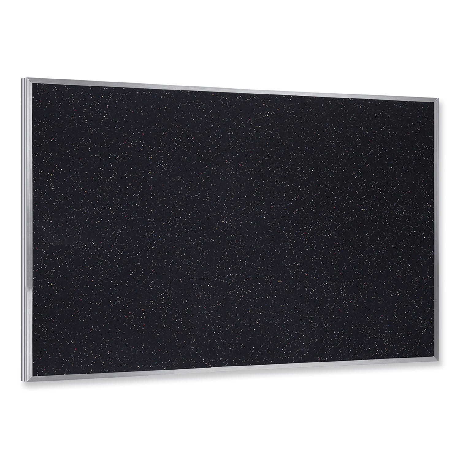 Ghent Aluminum-Frame Recycled Rubber Bulletin Boards, 36" x 24", Confetti Surface, Satin Aluminum Frame