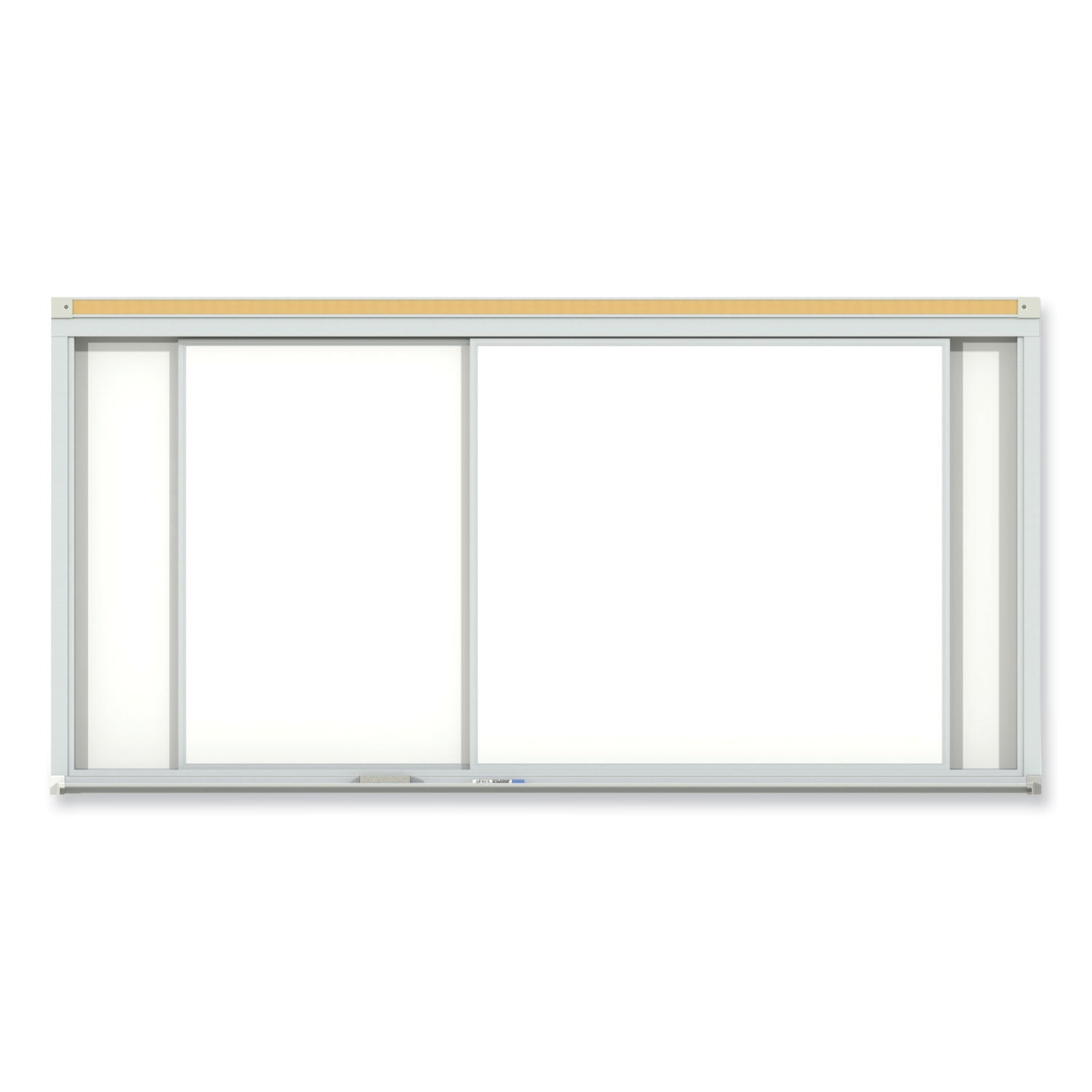 Ghent Horizontal Sliding Porcelain Magnetic Whiteboard, 72" x 48", White Surface, Anodized Aluminum Frame