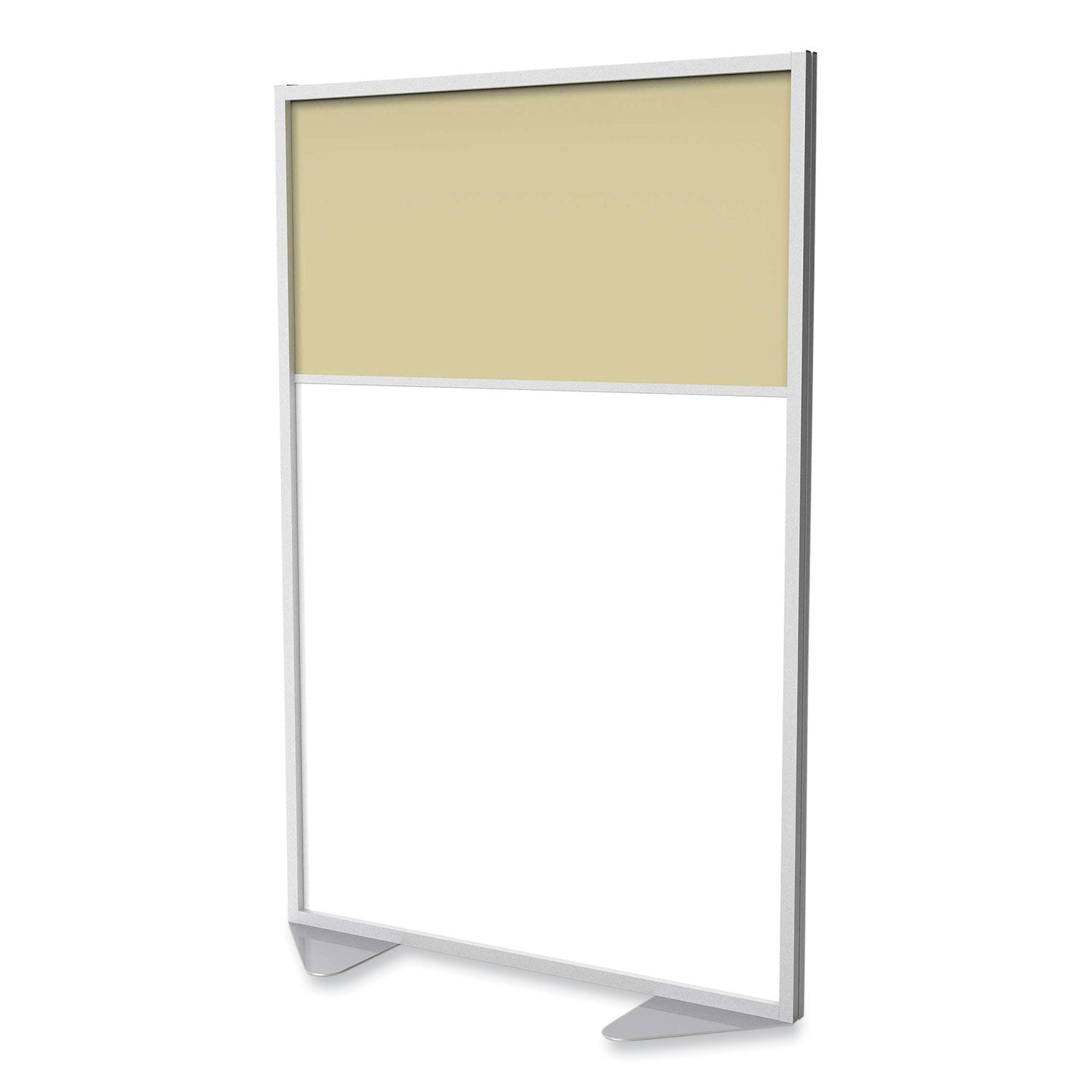 Ghent Floor Partition with Aluminum Frame and 2 Split Panel Infill, 48.06 x 2.04 x 71.86, White/Carmel
