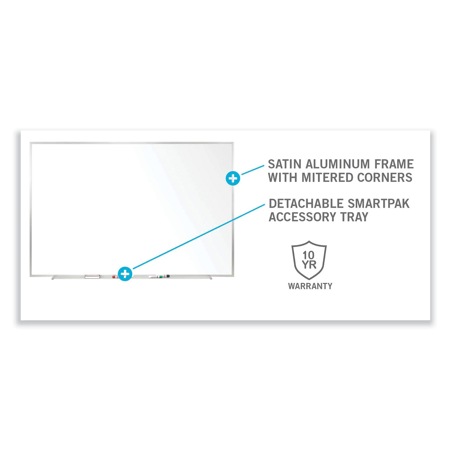 Ghent Non-Magnetic Whiteboard with Aluminum Frame, 60.63" x 36.44", White Surface, Satin Aluminum Frame