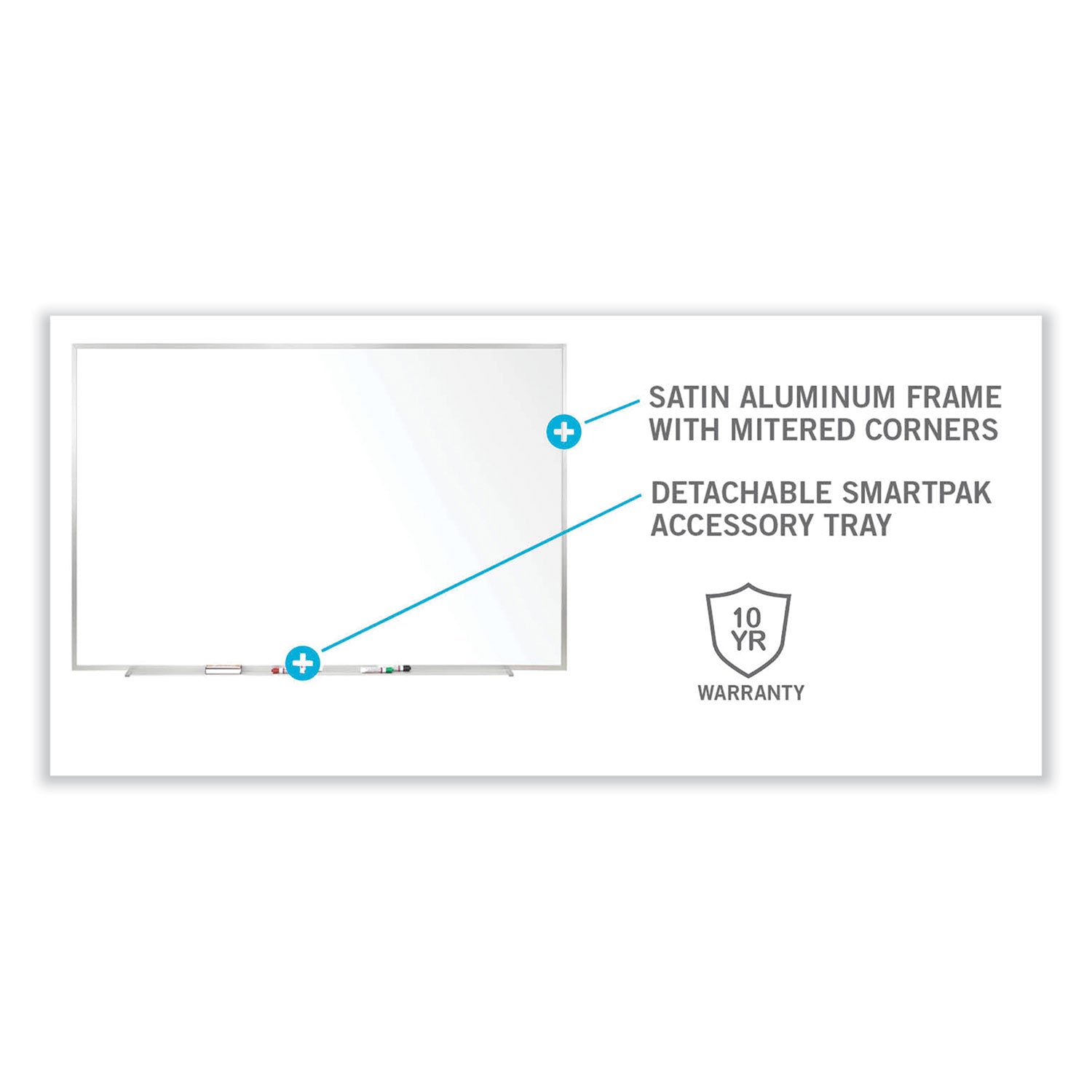 Ghent Non-Magnetic Whiteboard with Aluminum Frame, 48.63" x 48.47", White Surface, Satin Aluminum Frame