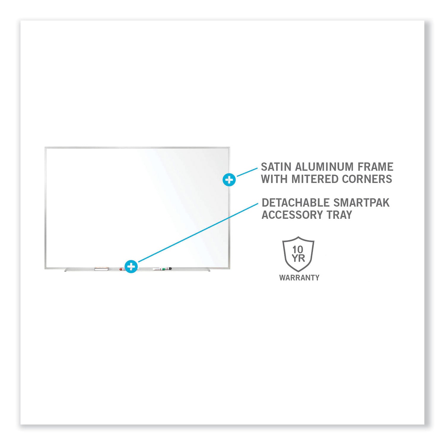 Ghent Non-Magnetic Whiteboard with Aluminum Frame, 96.63" x 48.47", White Surface, Satin Aluminum Frame