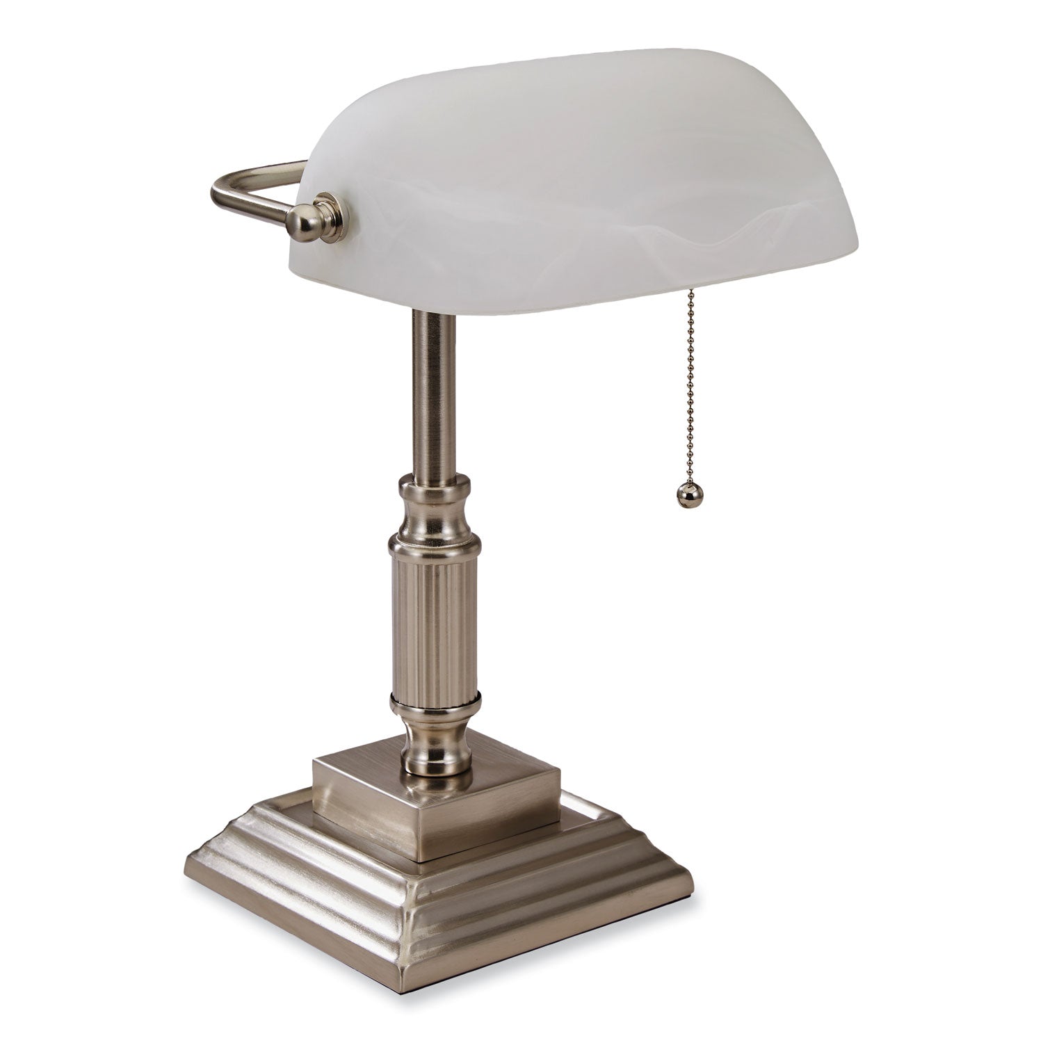 LED Bankers Lamp with Frosted Shade | Brushed Nickel