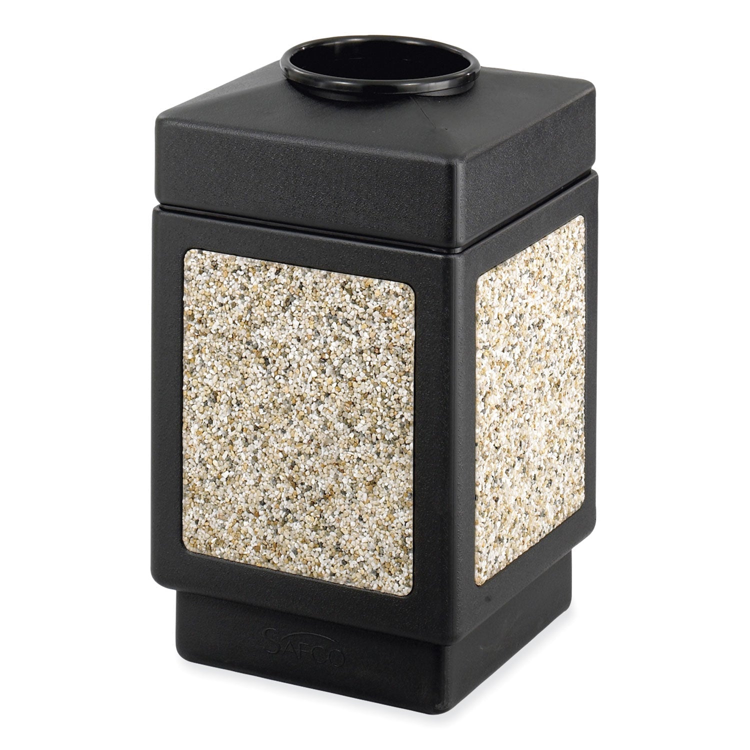 Safco® Canmeleon Aggregate Panel Receptacles, Top-Open, 38 gal, Polyethylene, Black