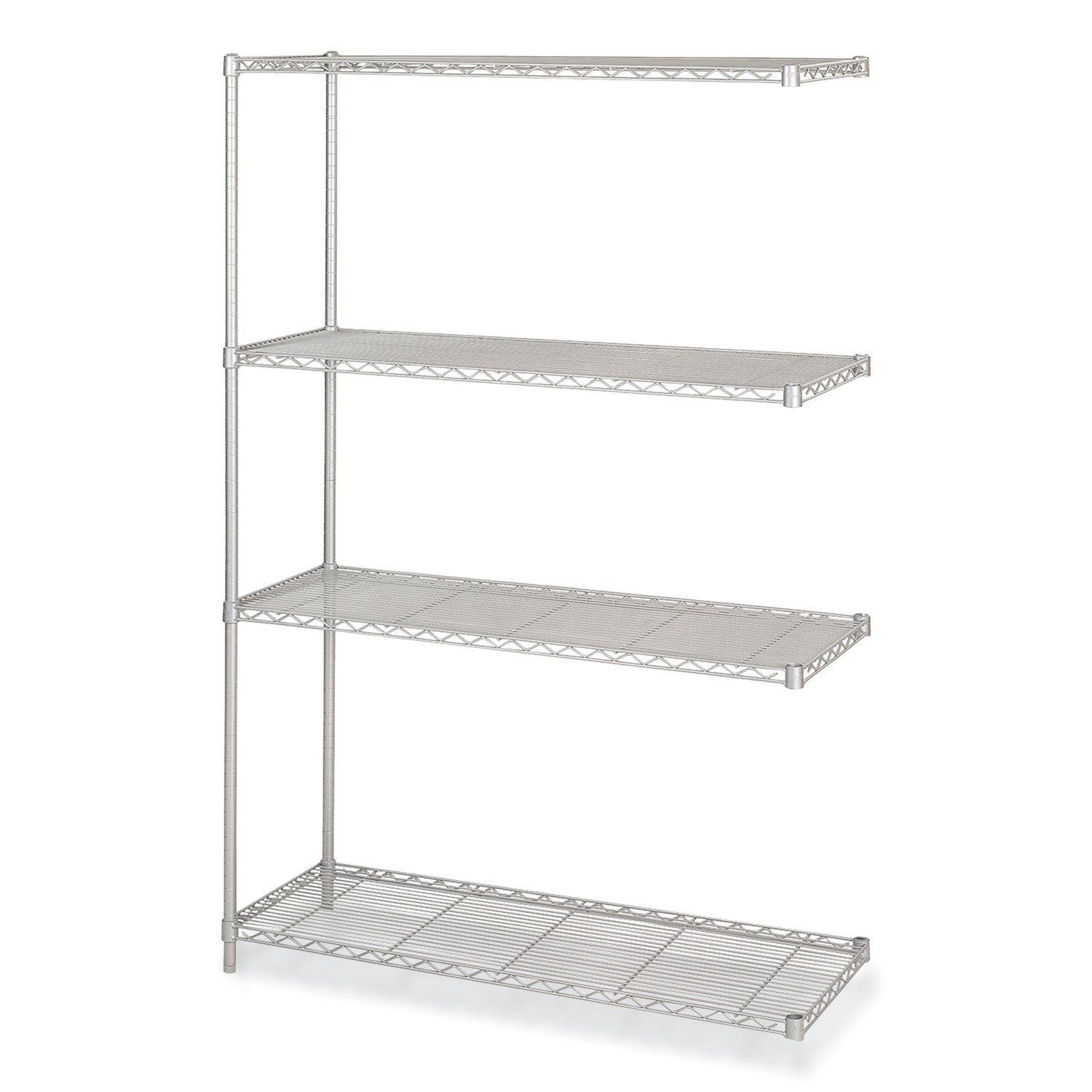 Safco® Industrial Add-On Unit, Four-Shelf, 48w x 18d x 72h, Steel, Metallic Gray