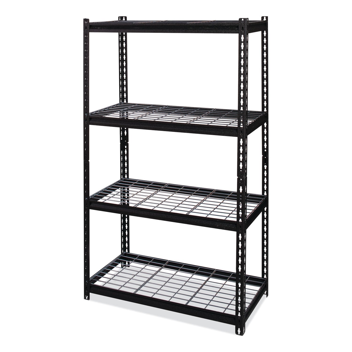 Hirsh Industries® Iron Horse 2300 Wire Deck Shelving, Four-Shelf, 36w x 18d x 60h, Black