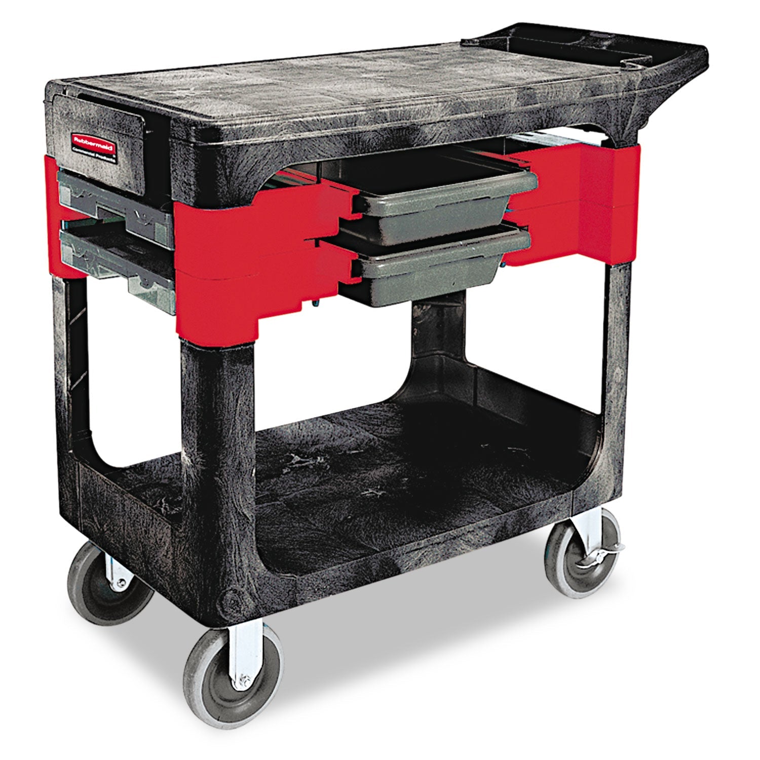 Two-Shelf Trades Cart | 2 Drawers, Black