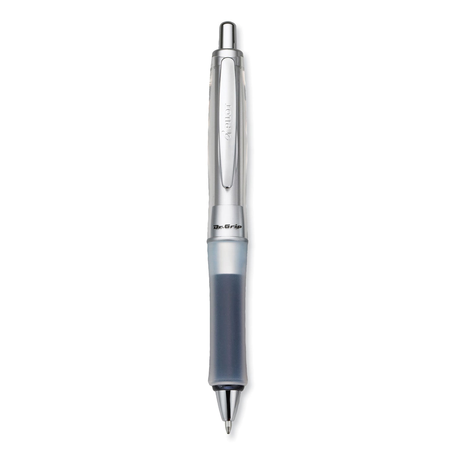 Pilot® Dr. Grip Center of Gravity Ballpoint Pen, Retractable, Medium 1 mm, Black Ink, Silver/Charcoal Barrel