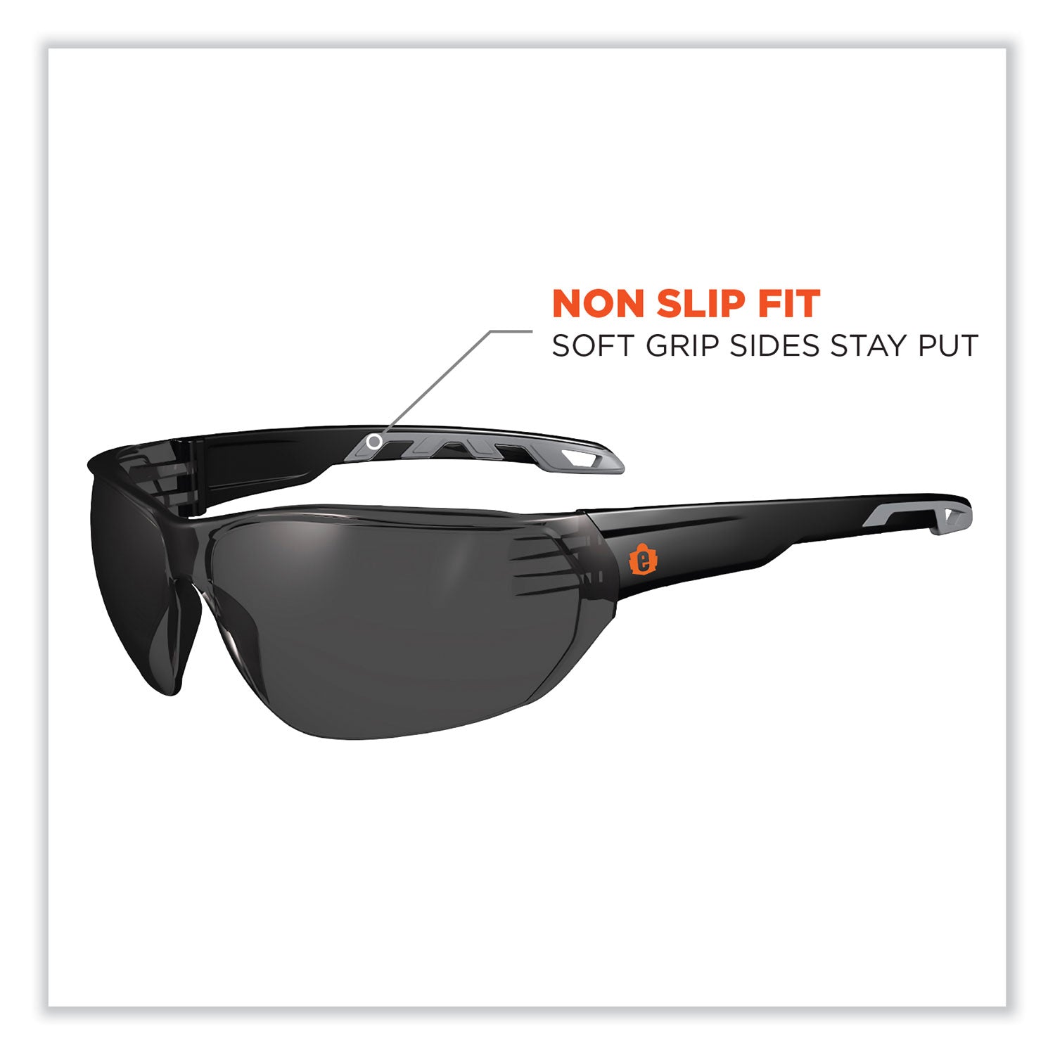 ergodyne® Skullerz Vali Frameless Safety Glasses, Matte Black Nylon Impact Frame, Smoke Polycarbonate Lens