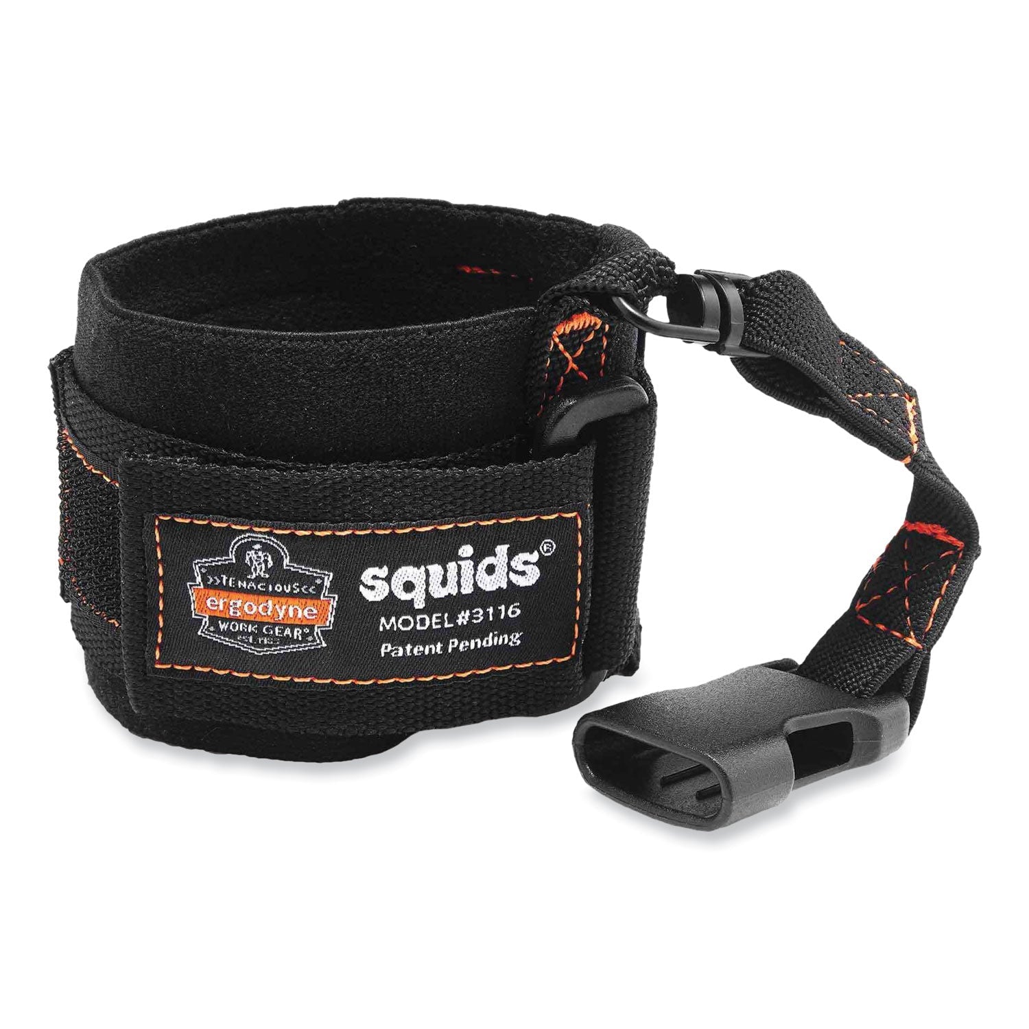 ergodyne® Squids 3116 Pull-On Wrist Lanyard with Buckle, 3 lb Max Working Capacity, 7.5" Long, Black
