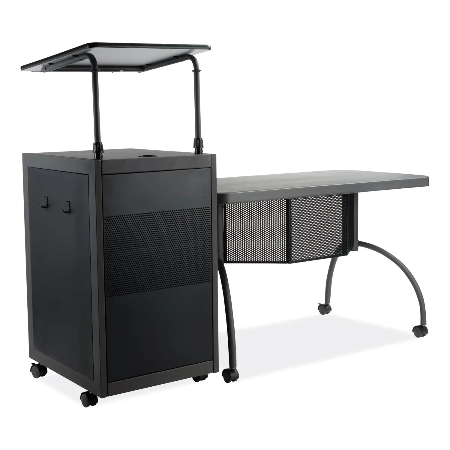 Oklahoma Sound® Teacher's WorkPod Desk and Lectern Kit, 68" x 24" x 41", Charcoal Gray