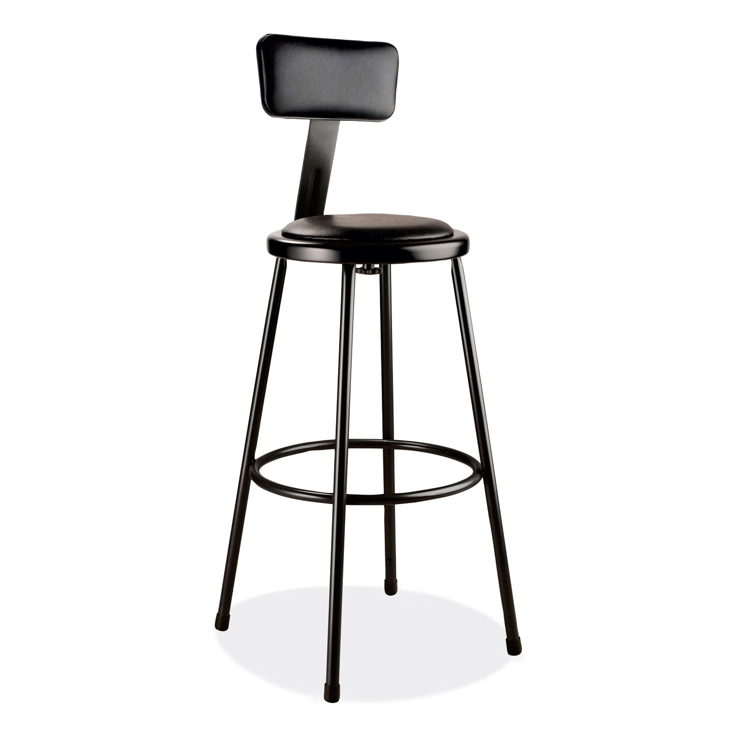 Heavy Duty Vinyl Padded Stool w/ Backrest | 30", Blk