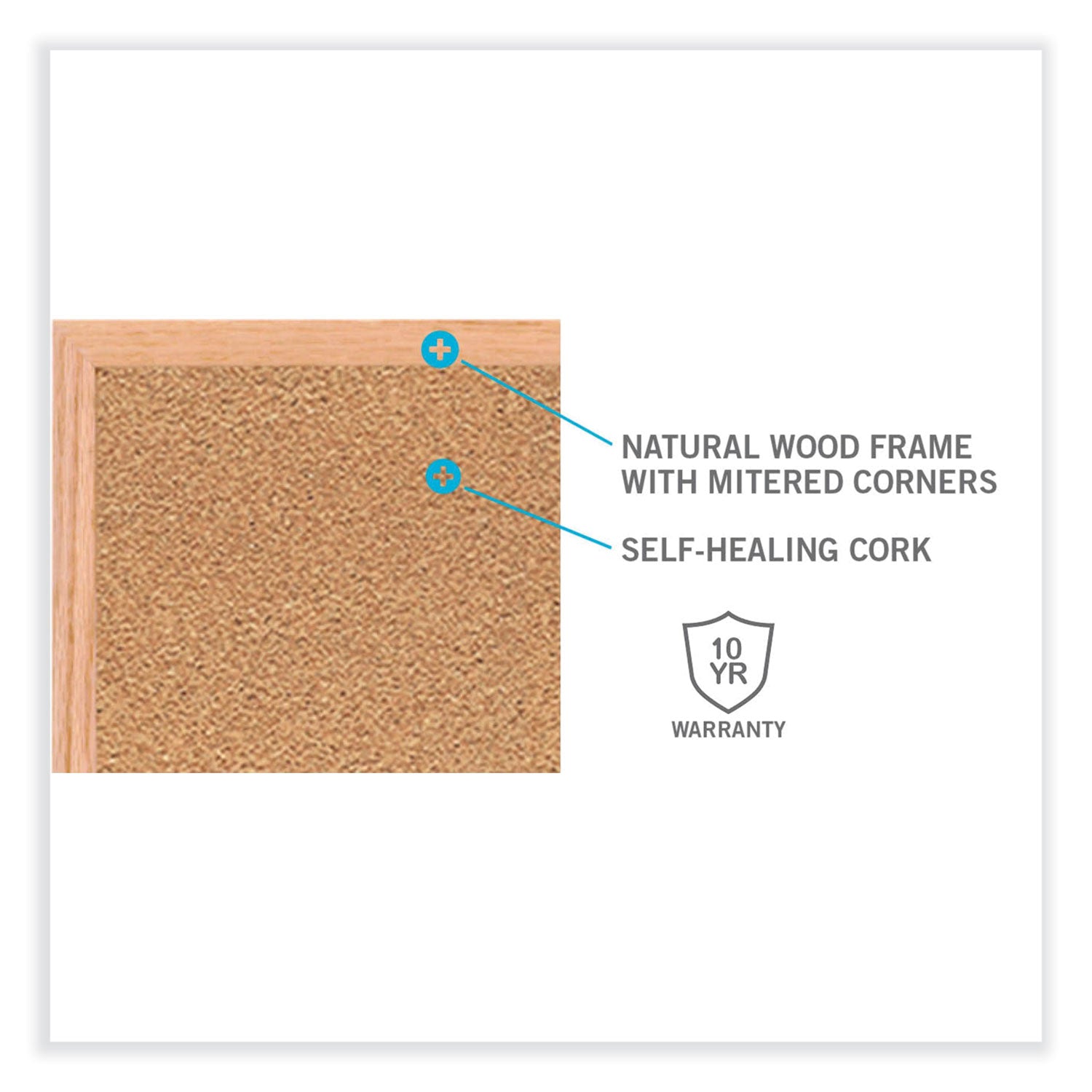 Ghent Natural Cork Bulletin Board with Wood Frame, 120.5" x 48.5", Tan Surface, Oak Finished Wood Frame - Bloom Skins