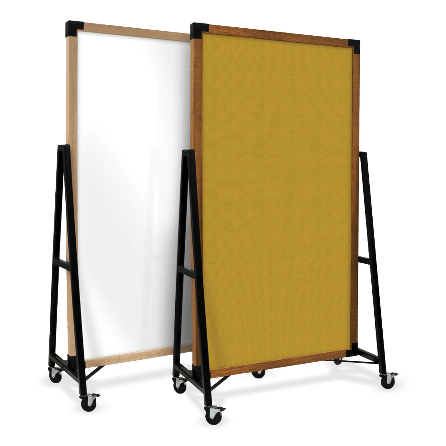 Ghent Prest Mobile Magnetic Whiteboard, 40.5" x 73.75", White Surface, Caramel Oak Finished Wood Frame - Bloom Skins