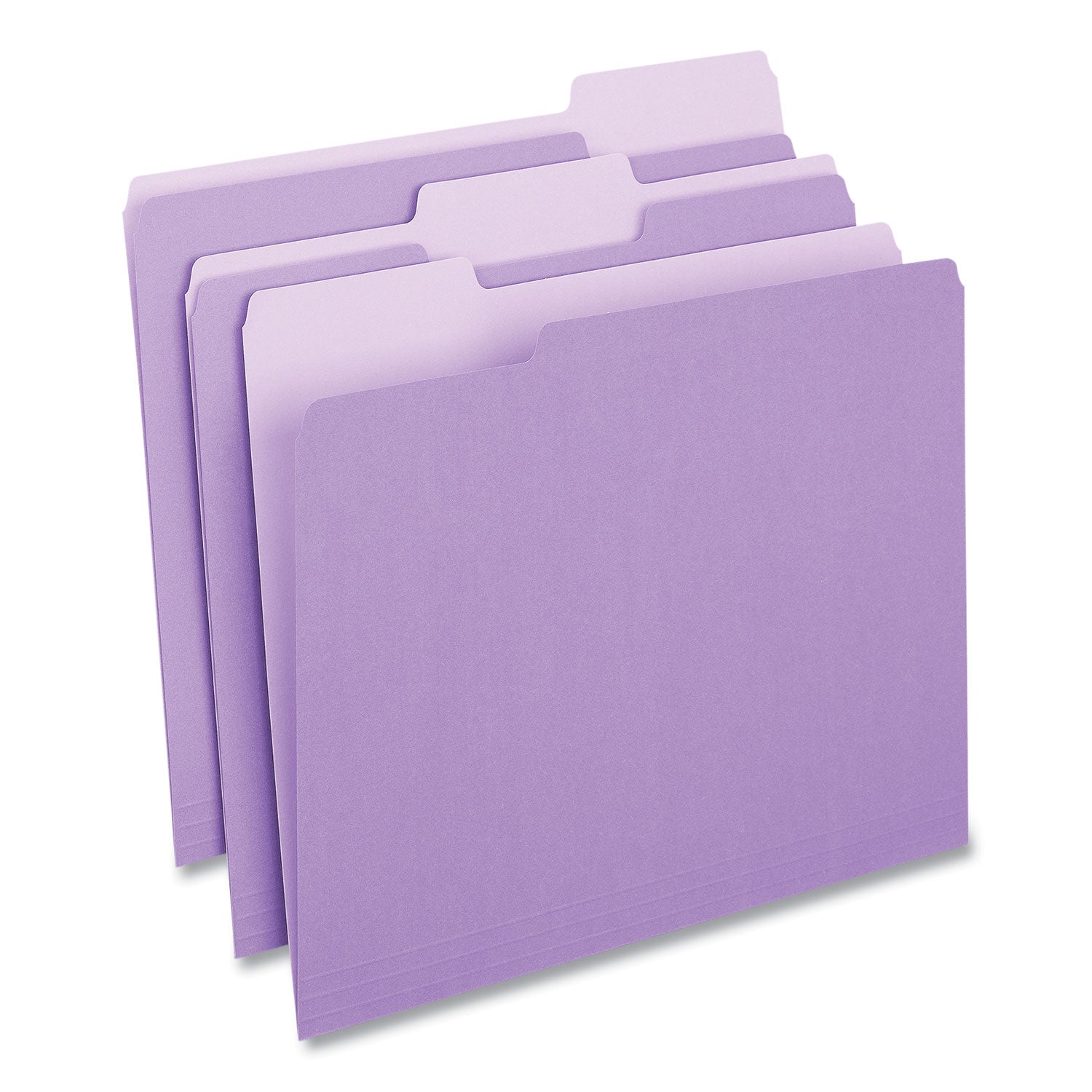 Universal® Deluxe Colored Top Tab File Folders, 1/3-Cut Tabs: Assorted, Letter Size, Violet/Light Violet, 100/Box - Bloom Skins
