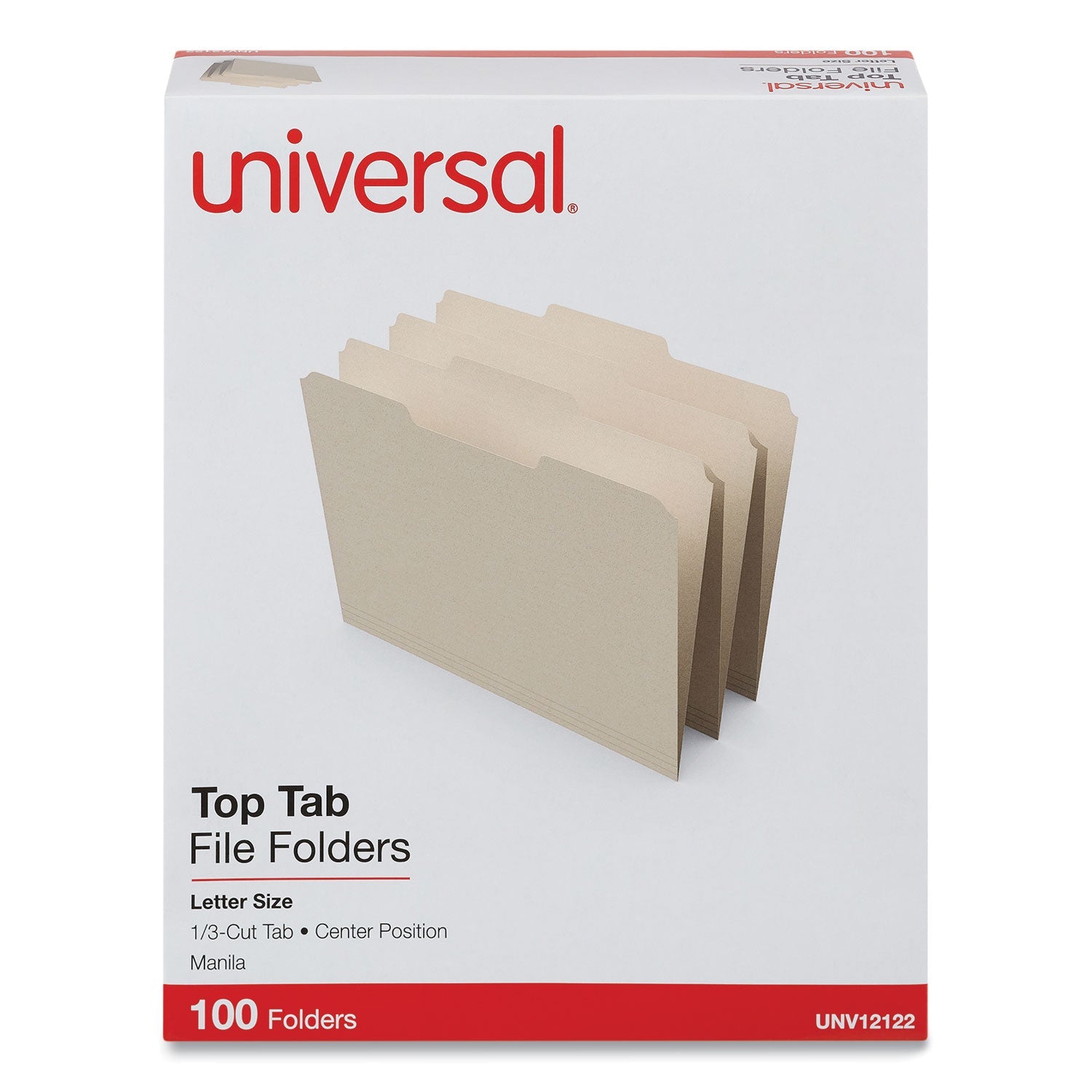 Top Tab File Folders | Letter, Center Tab, 100/Box