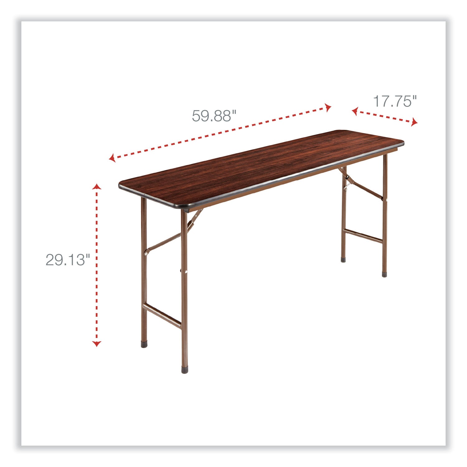 Alera® Wood Folding Table, Rectangular, 59.88w X 17.75d X 29.13h, Mahogany