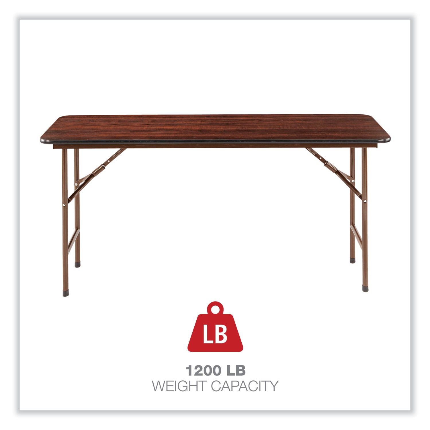 Alera® Wood Folding Table, Rectangular, 59.88w X 17.75d X 29.13h, Mahogany