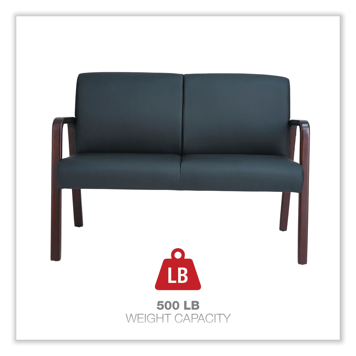 Alera® Alera Reception Lounge WL Series Loveseat, 44.88" x 26.13" x 33", Black