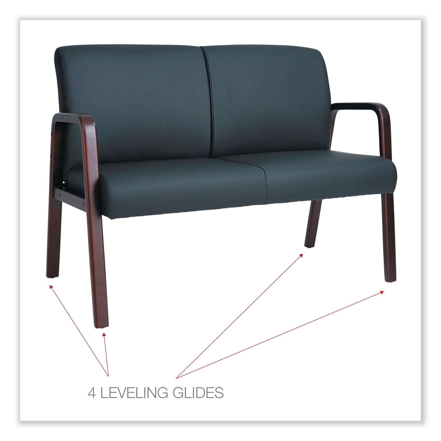 Alera® Alera Reception Lounge WL Series Loveseat, 44.88" x 26.13" x 33", Black