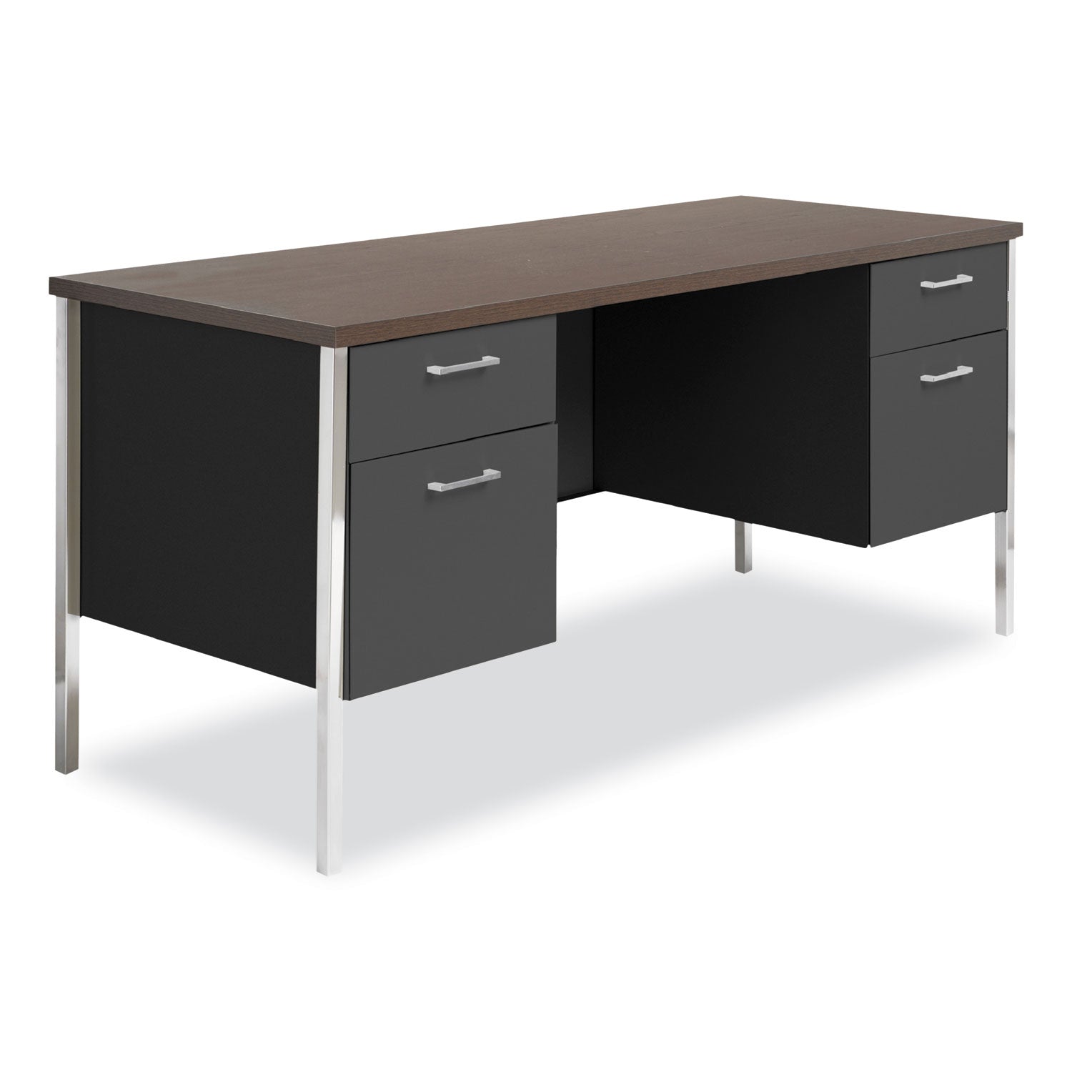 Double Pedestal Steel Credenza | Mocha/Black