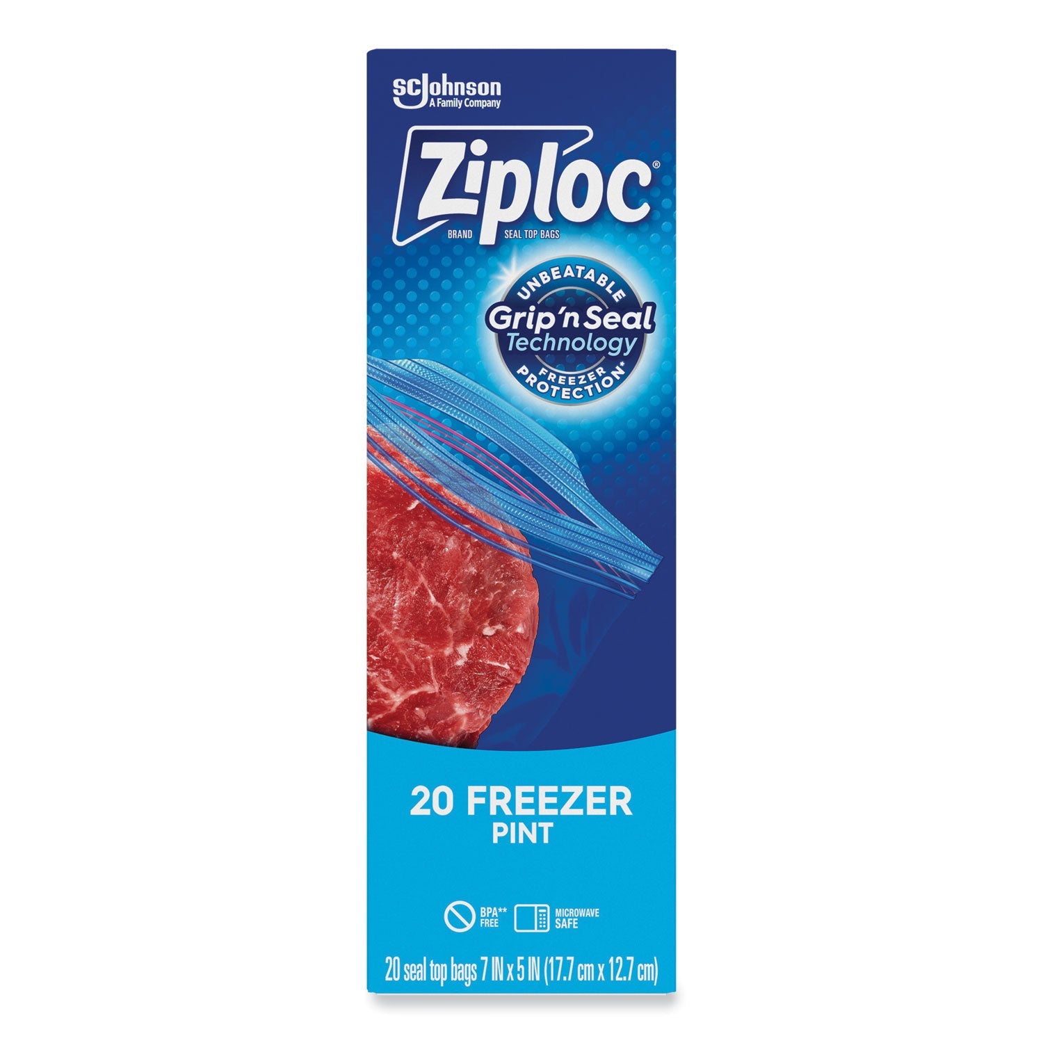 Ziploc® Zipper Freezer Bags, 16 oz, 7" x 5", Clear, 240/Carton