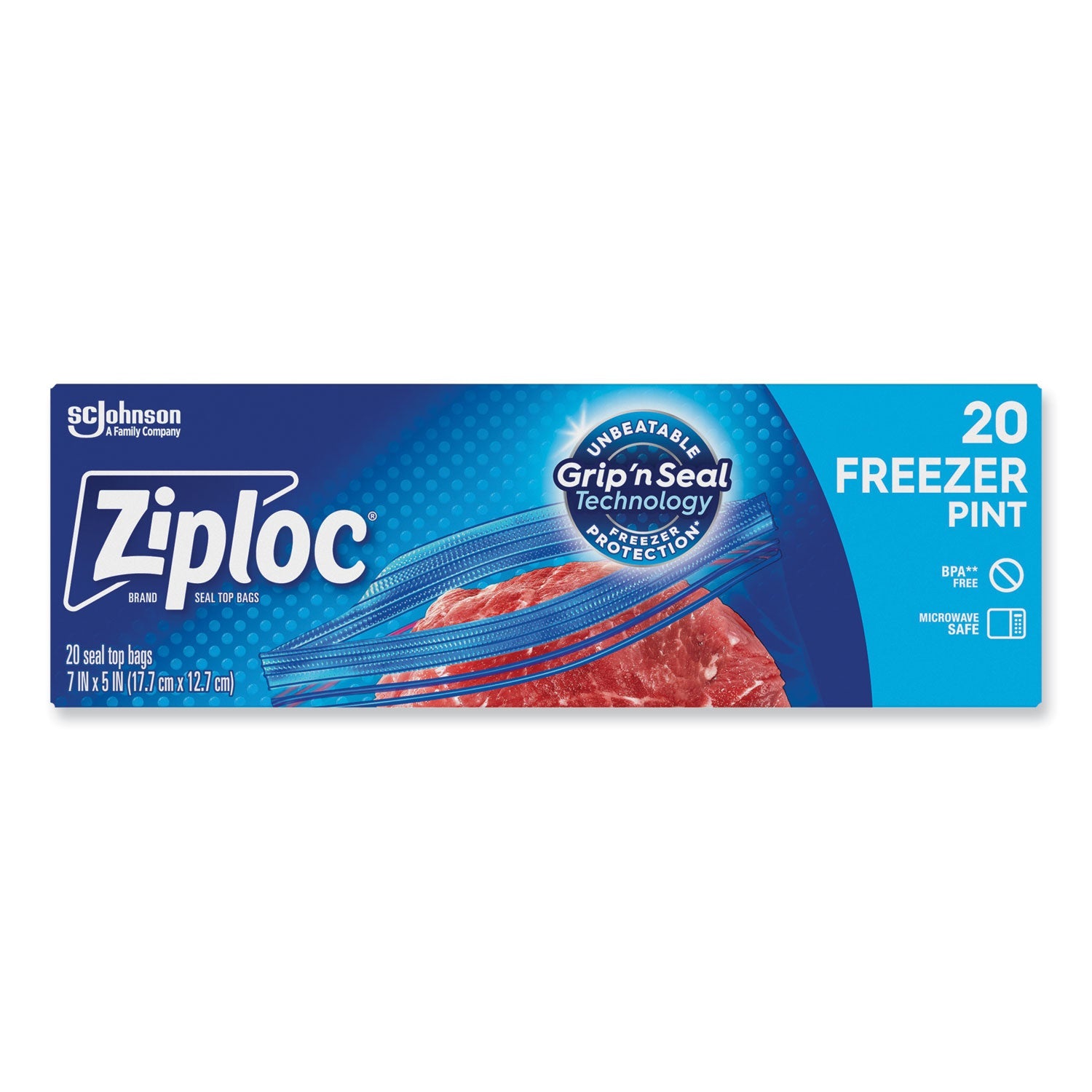 Ziploc® Zipper Freezer Bags, 16 oz, 7" x 5", Clear, 240/Carton