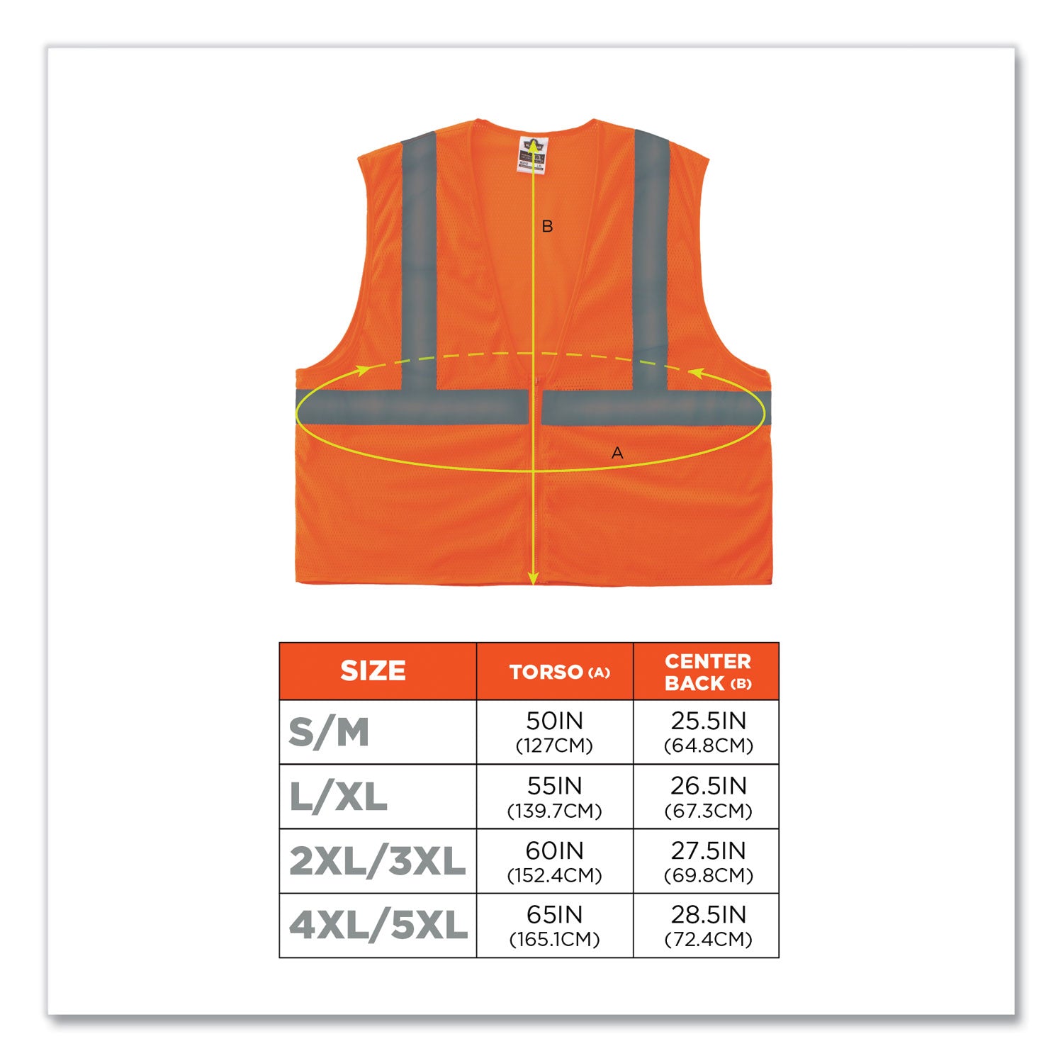ergodyne® GloWear 8205Z Class 2 Super Economy Mesh Vest, Polyester, Orange, 2X-Large/3X-Large