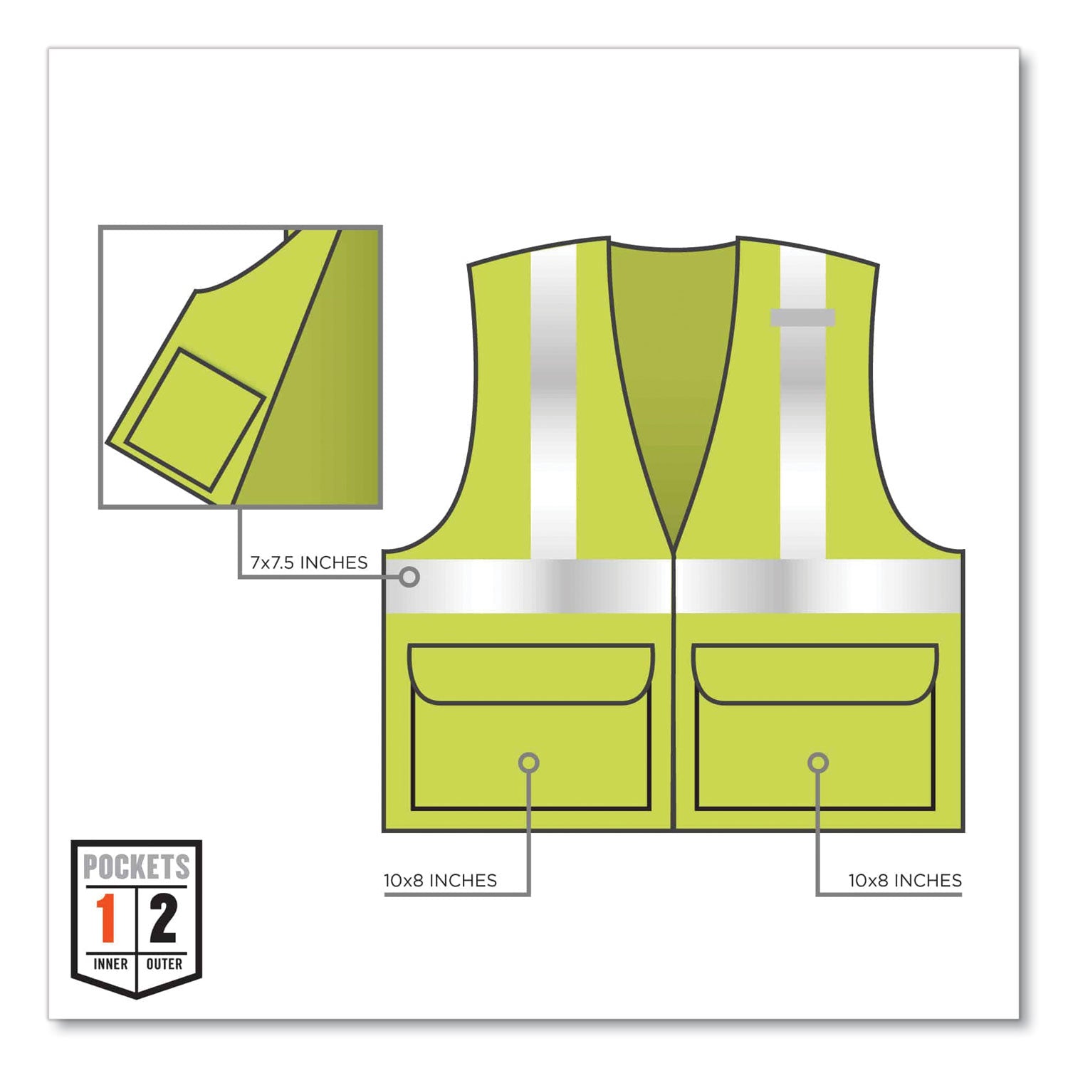 ergodyne® GloWear 8225HL Class 2 Standard Solid Hook and Loop Vest, Polyester, Lime, 4X-Large/5X-Large