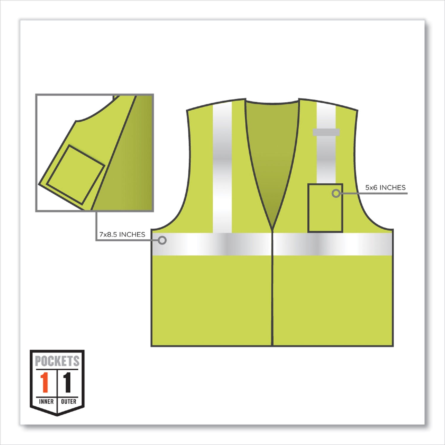 ergodyne® GloWear 8210Z Class 2 Economy Mesh Vest, Polyester, Lime, X-Small