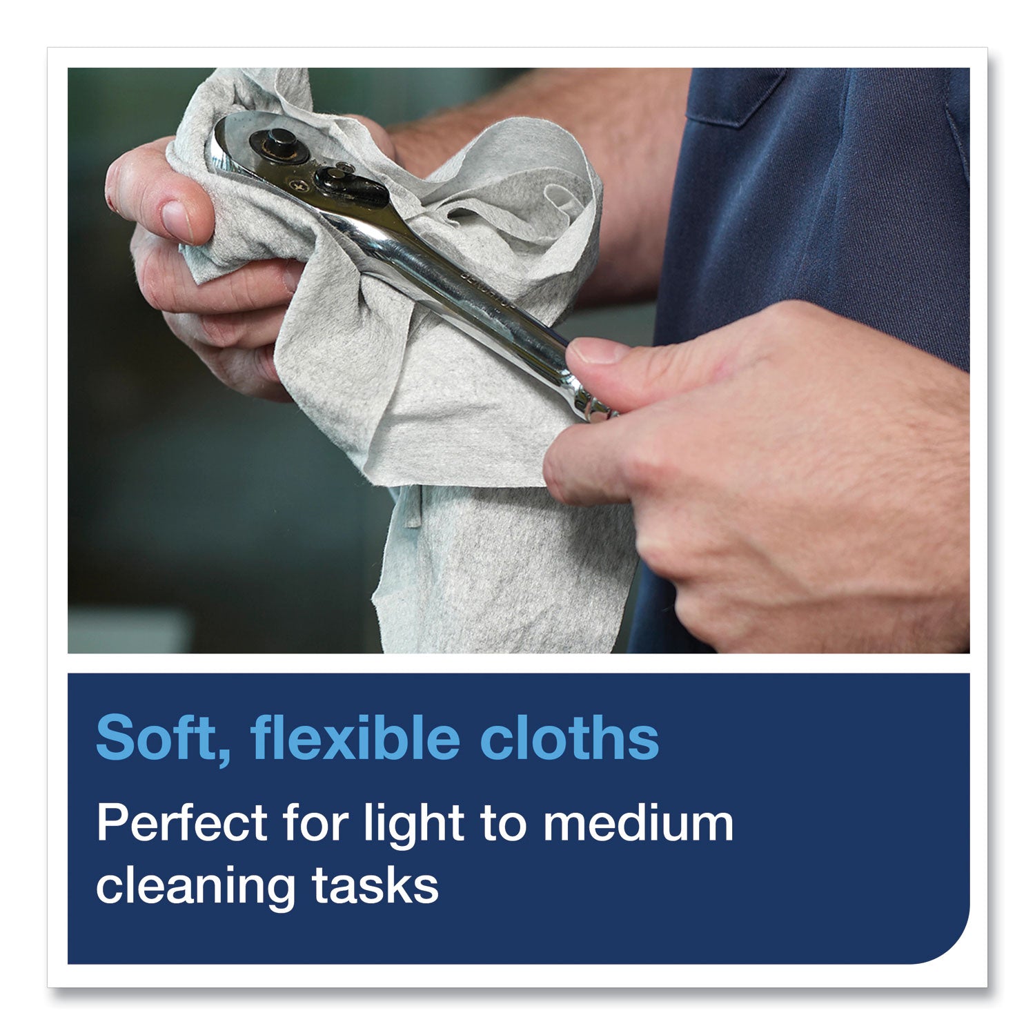 Tork® Industrial Cleaning Cloths, 1-Ply, 12.6 X 15.16, Gray, 55/pack, 8 Packs/carton