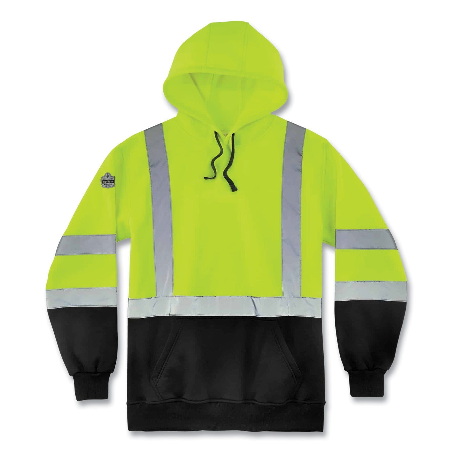 ergodyne® GloWear 8373 Hi-Vis Class 3 Hooded Sweatshirt with Black Bottom, Polar Fleece, Lime, 3X-Large - Bloom Skins