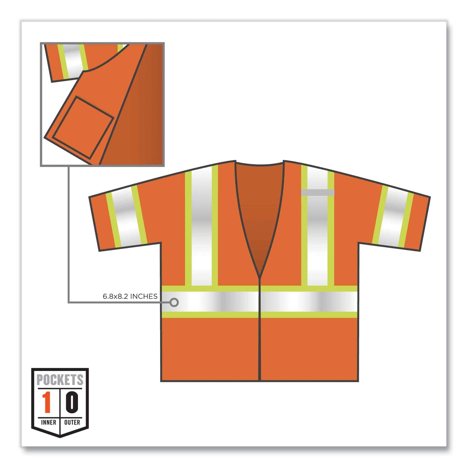 ergodyne® GloWear 8330Z Class 3 Two-Tone Zipper Vest, Polyester, 4X-Large/5X-Large, Orange