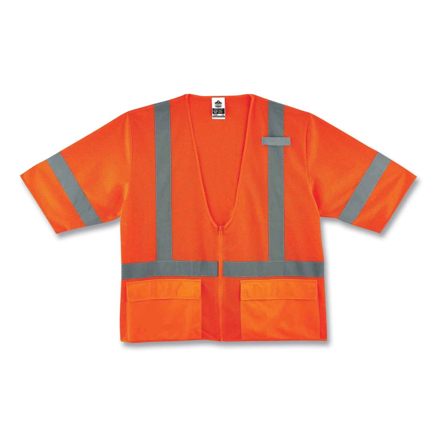 ergodyne® GloWear 8320Z Class 3 Standard Zipper Vest, Polyester, Small/Medium, Orange