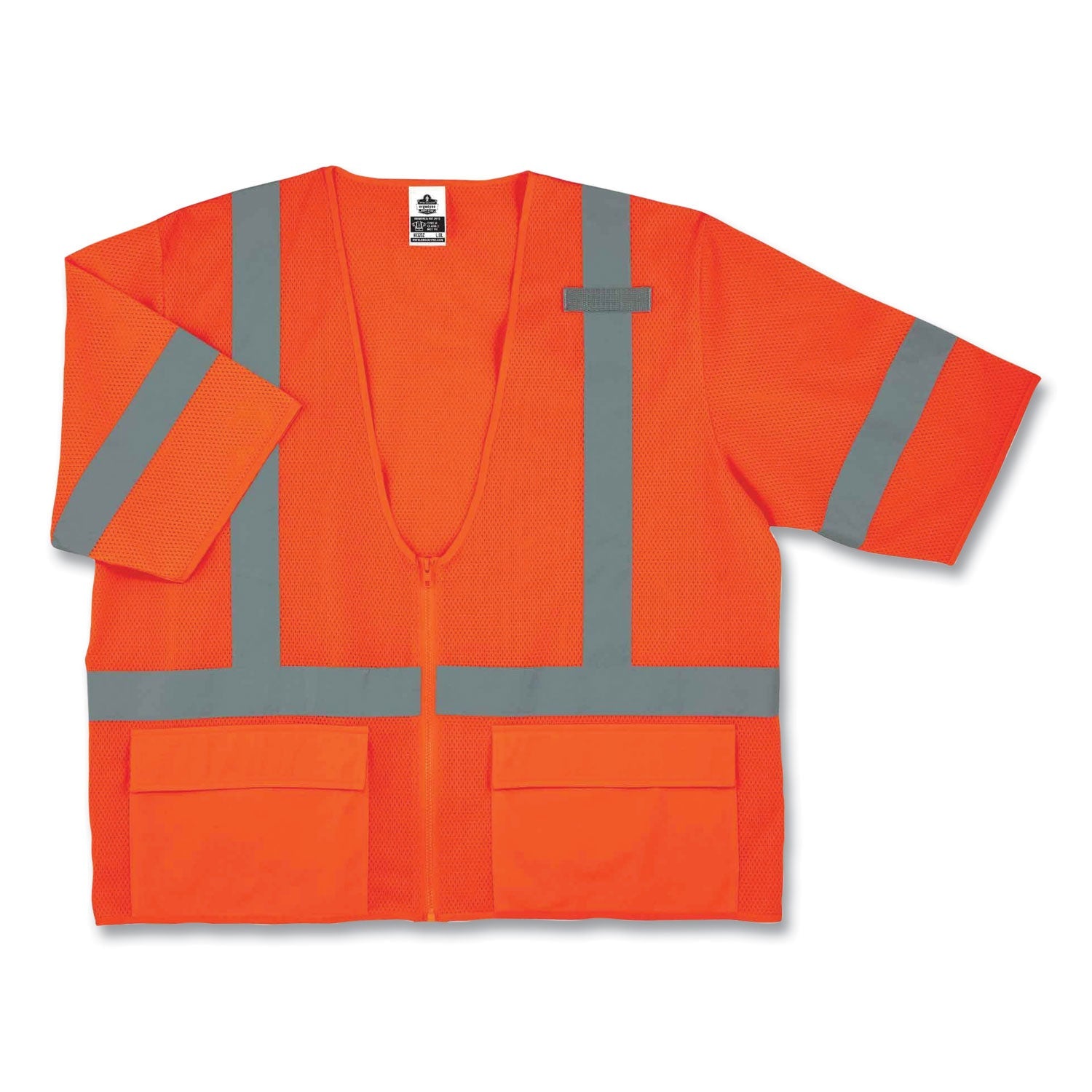 ergodyne® GloWear 8320Z Class 3 Standard Zipper Vest, Polyester, 2X-Large/3X-Large, Orange