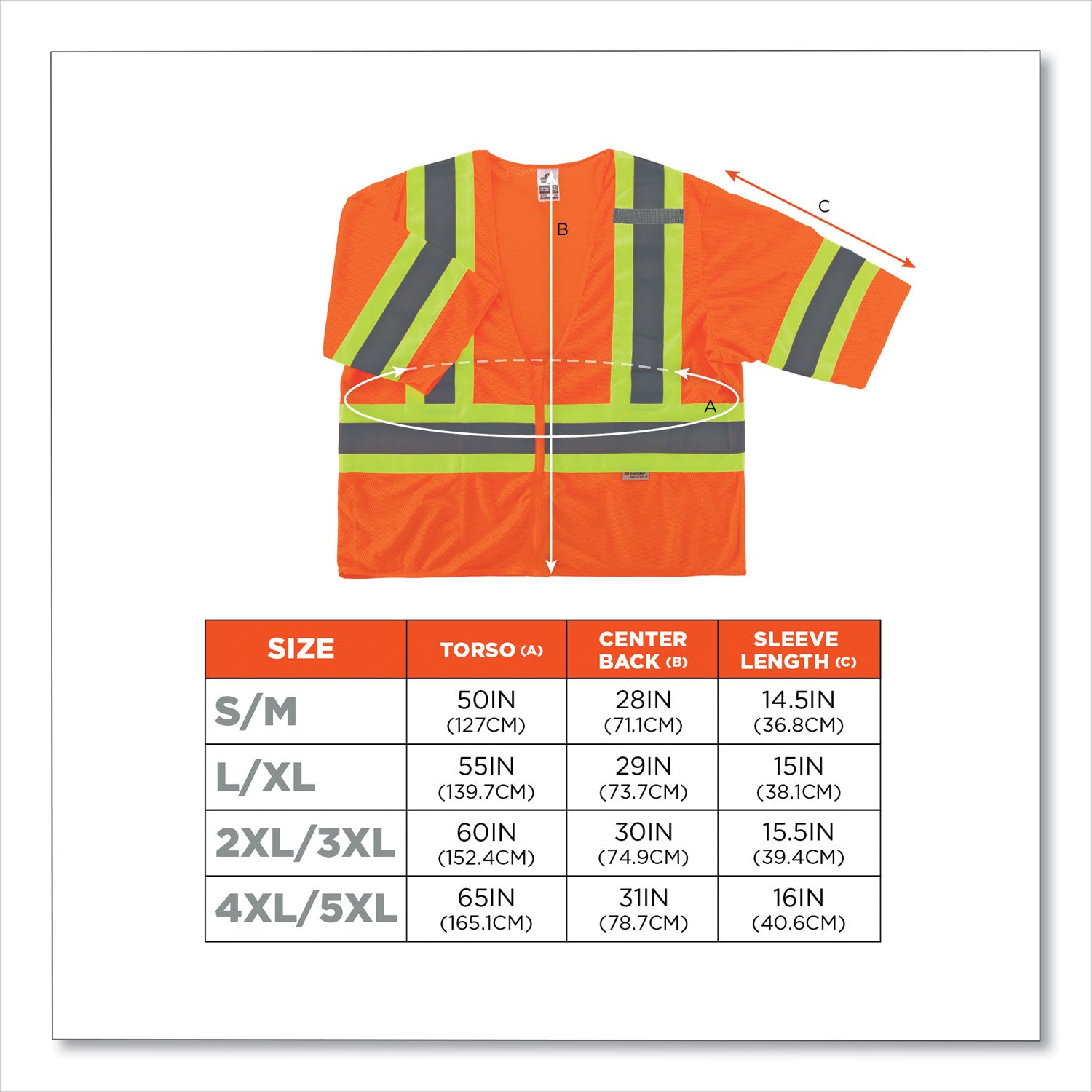 ergodyne® GloWear 8330Z Class 3 Two-Tone Zipper Vest, Polyester, 4X-Large/5X-Large, Orange